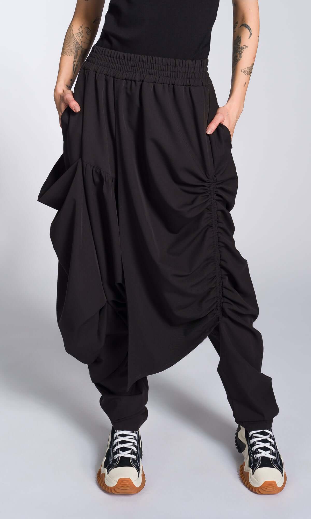 Draped Drop Crotch Pants - AAKASHA
