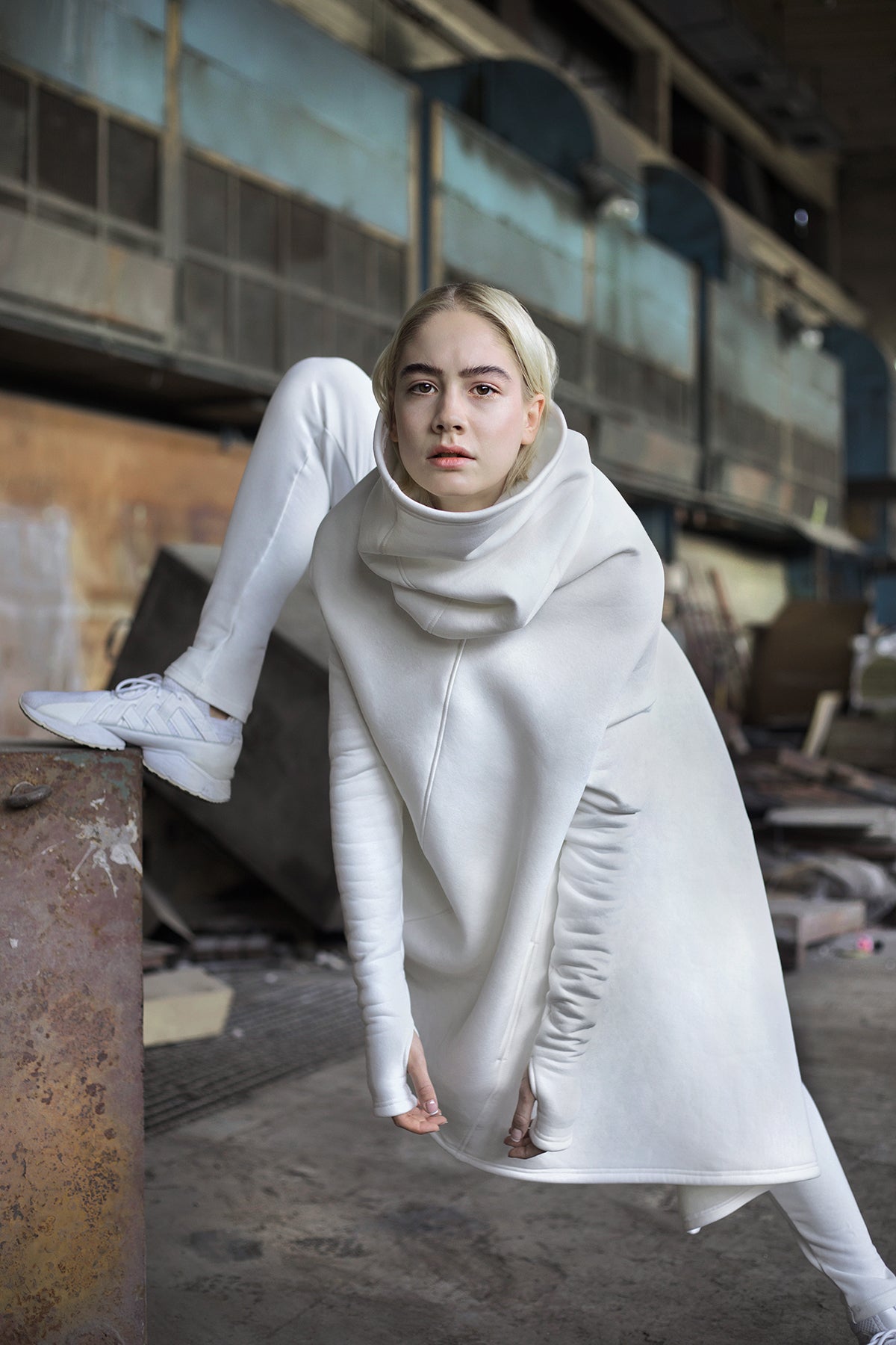 High Collar Poncho Hoodie