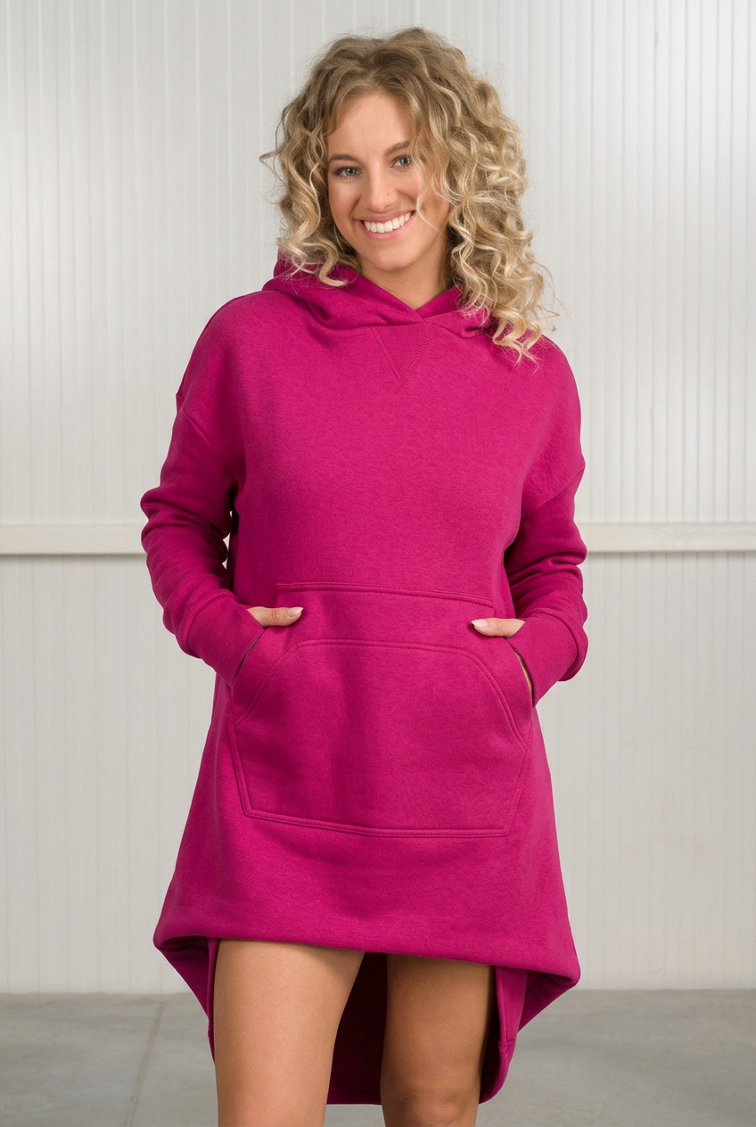 Asymmetrischer Maxi-Hoodie mit Biesen vorn
