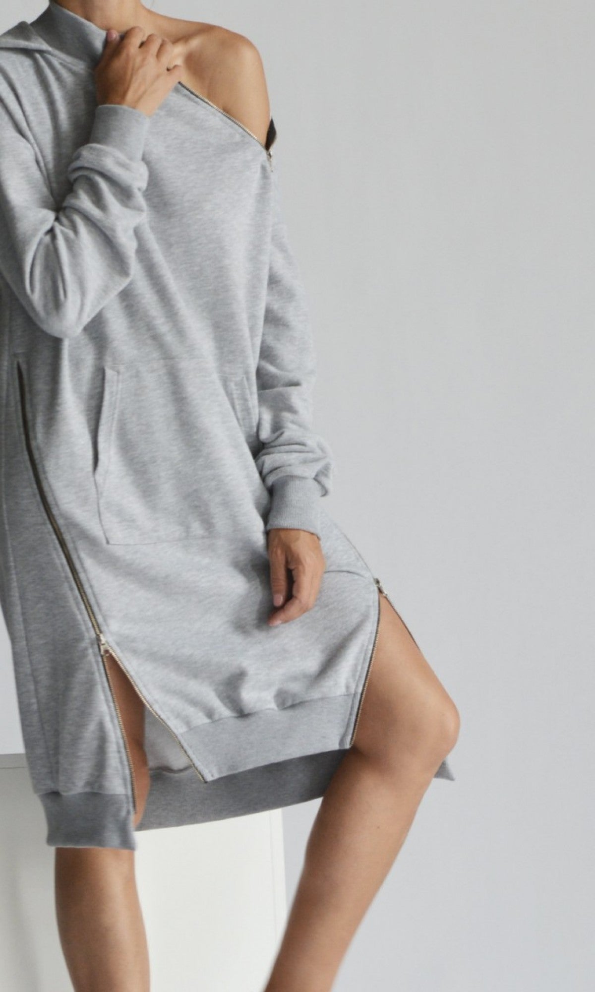 Extra Long Hoodie Dress A08895 - AAKASHA