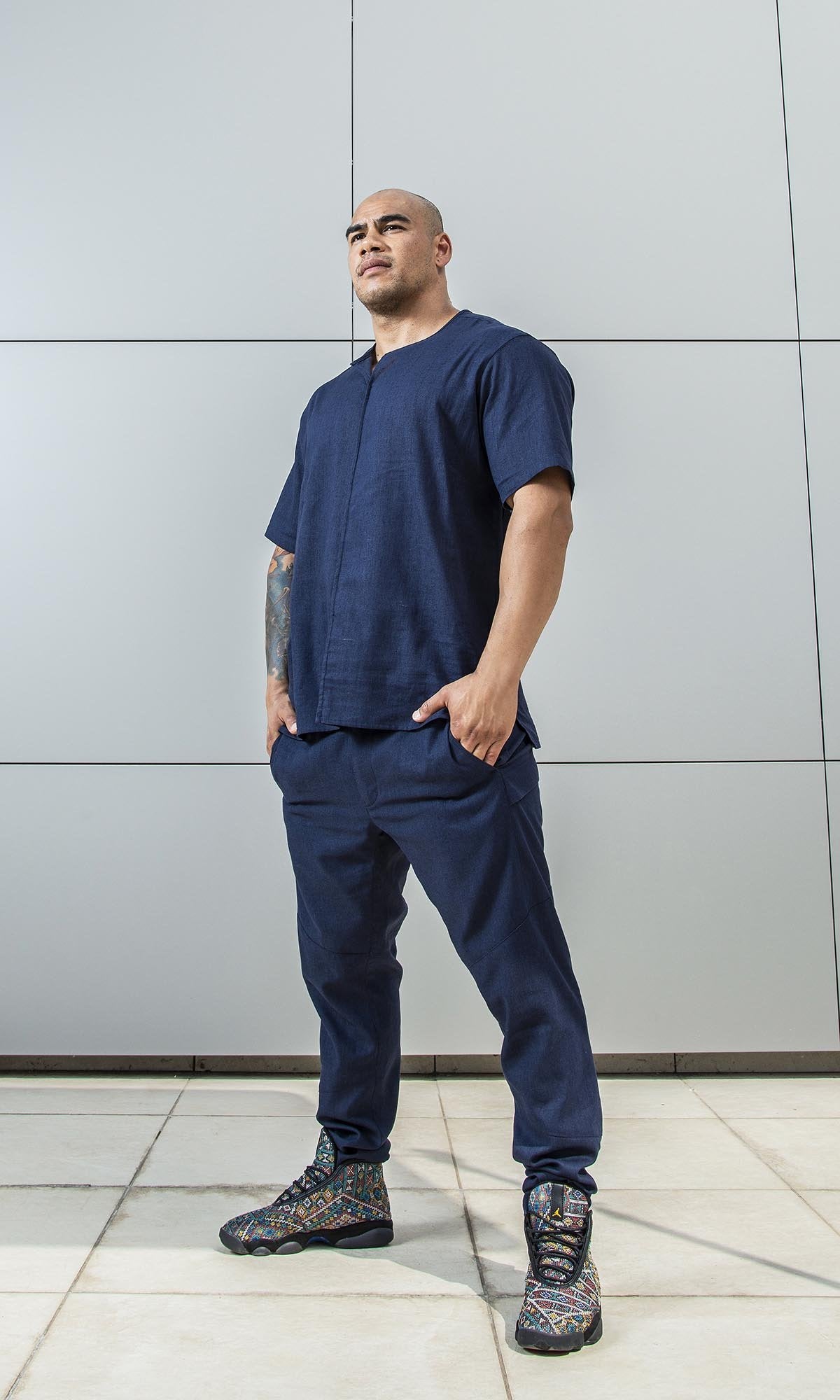 Straight Leg Linen Pants - AAKASHA