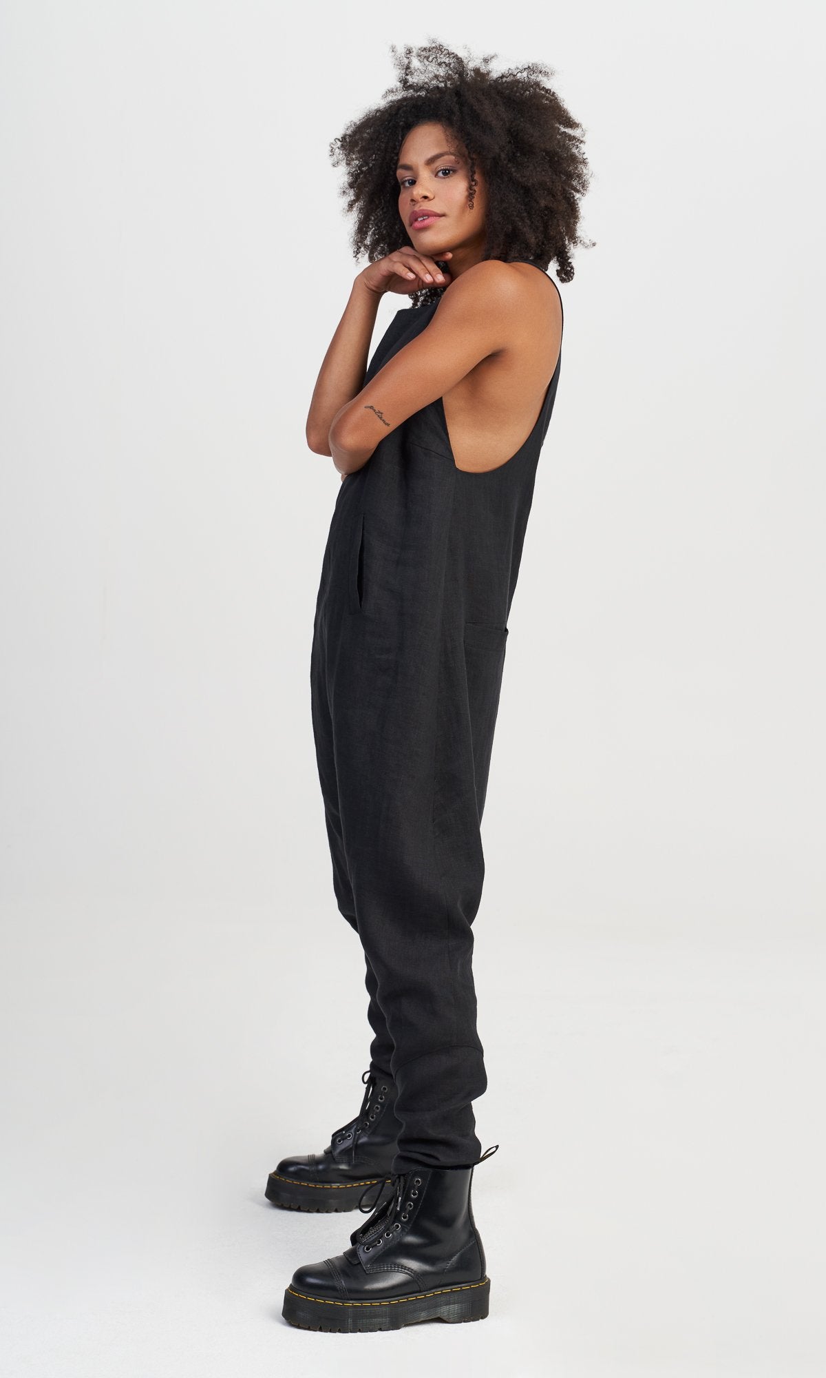 Linen Drop Crotch Jumpsuit - AAKASHA