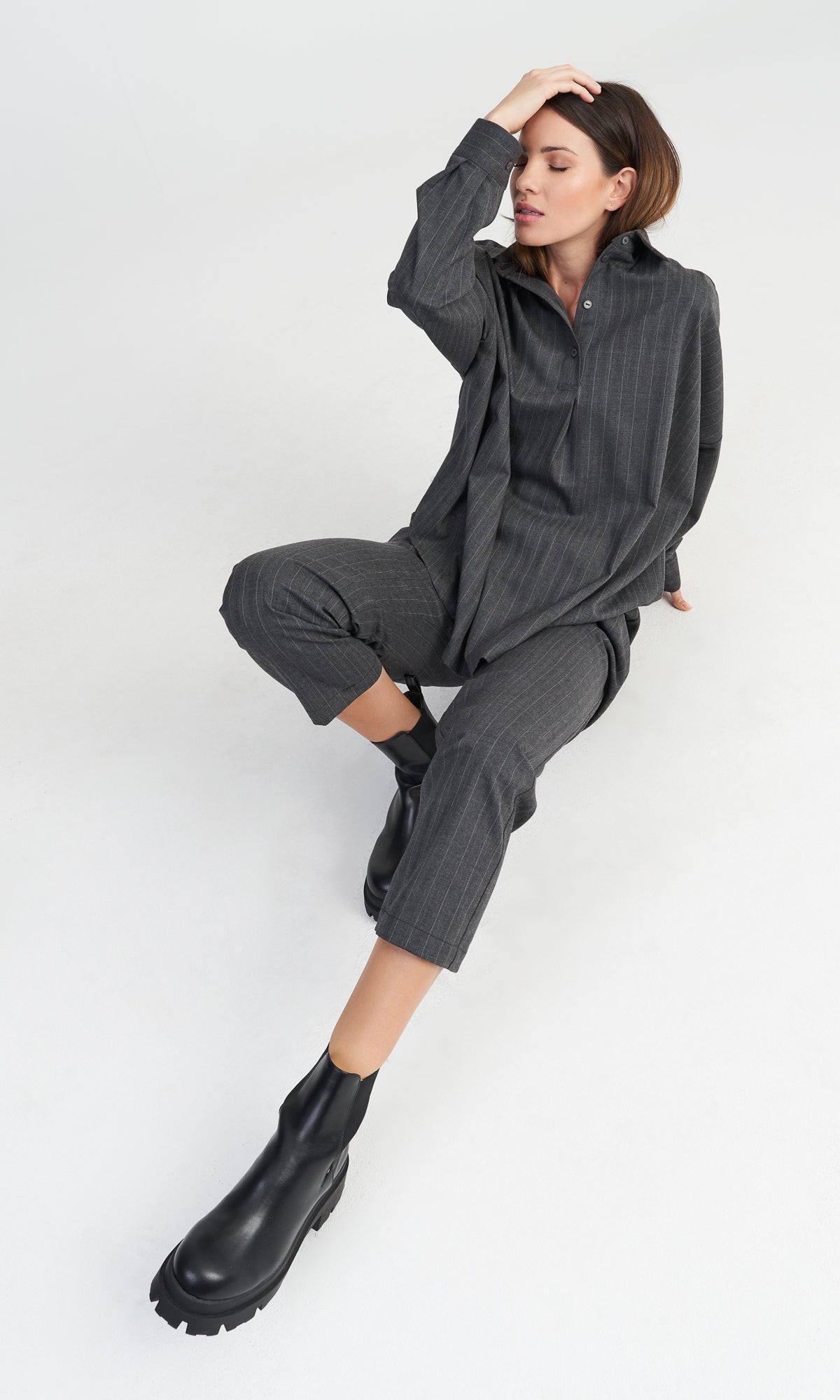 Grey Chalk Stripe Shirt