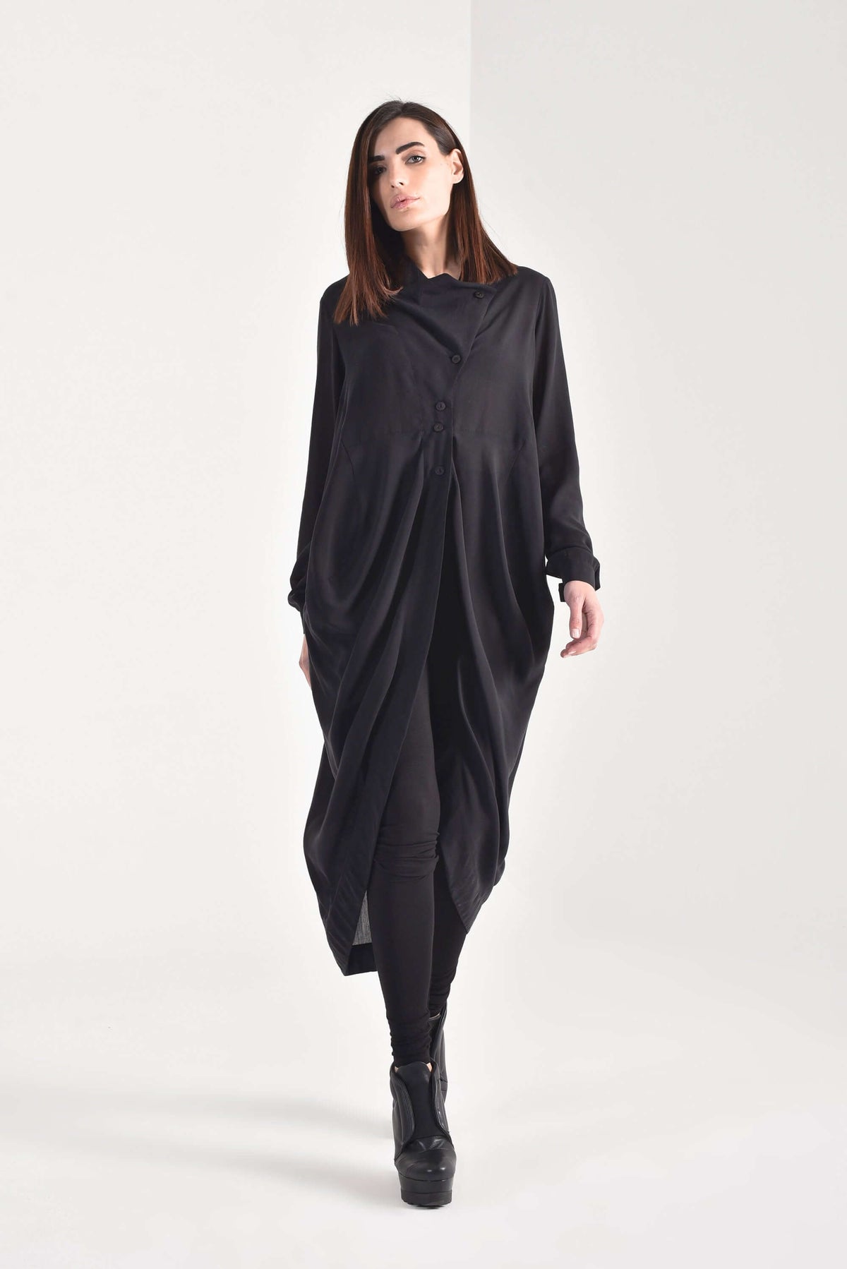 Draped Front Long Shirt - AAKASHA