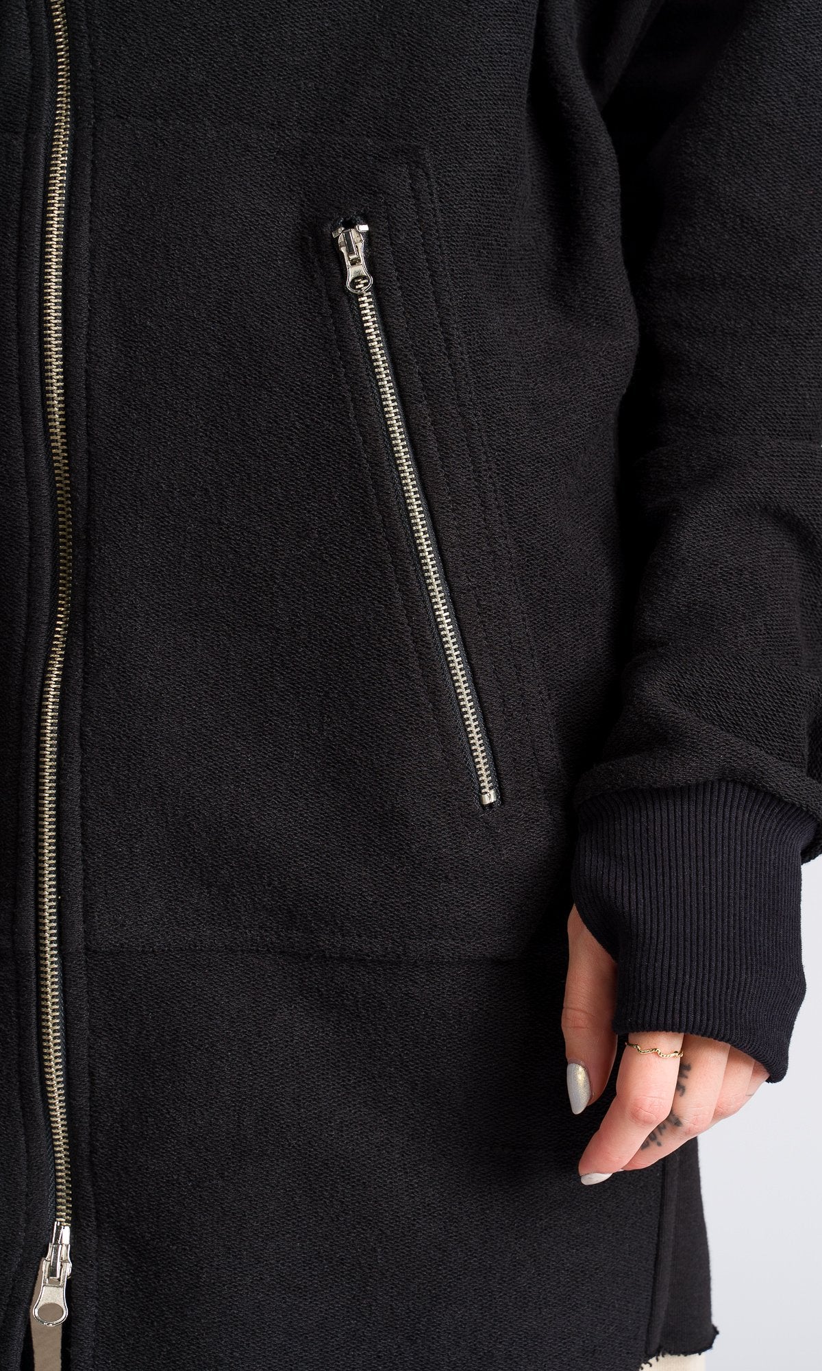 Long Asymmetric Zipper Sweatshirt - AAKASHA