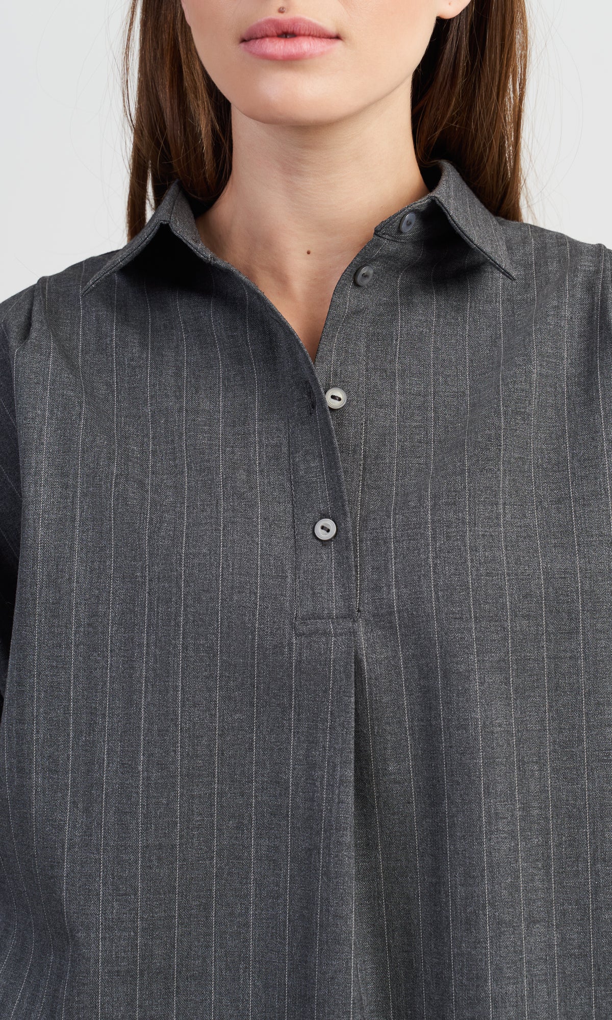 Grey Chalk Stripe Shirt