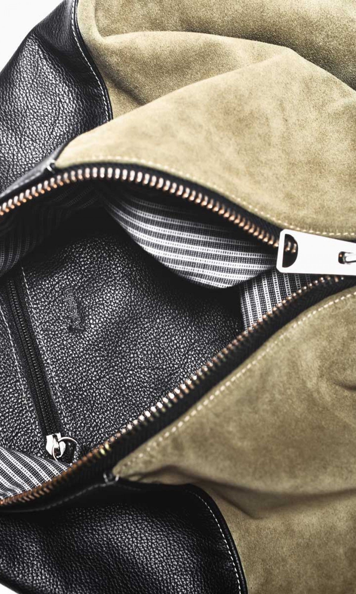 Leather and Suede Folding Backpack