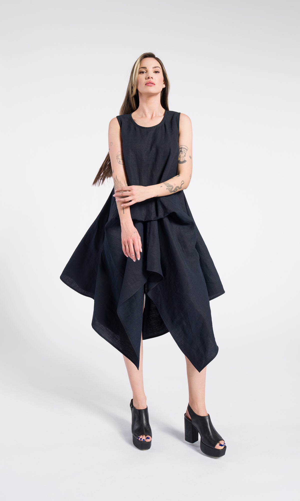 Linen Sleeveless Midi Dress - Boho Summer
