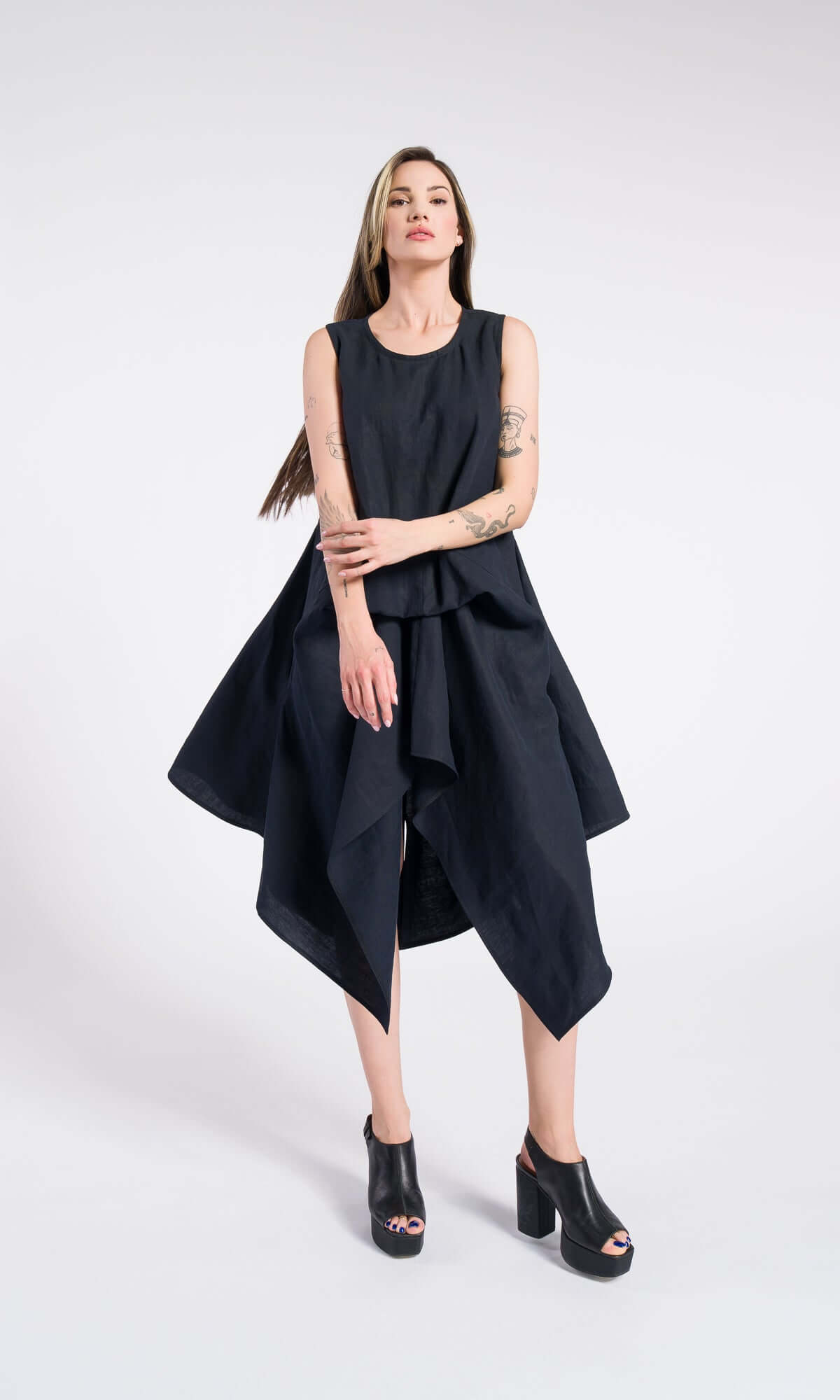 Linen Sleeveless Midi Dress - Boho Summer