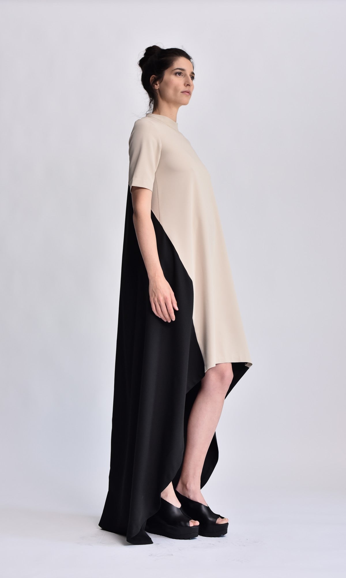 Bicolour Asymmetric Maxi Dress - AAKASHA