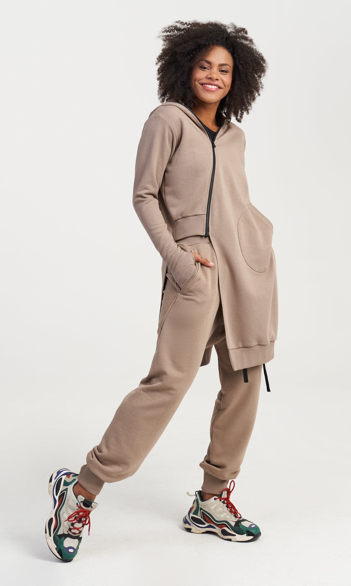 Hooded Sweatshirt with Asymmetric Length