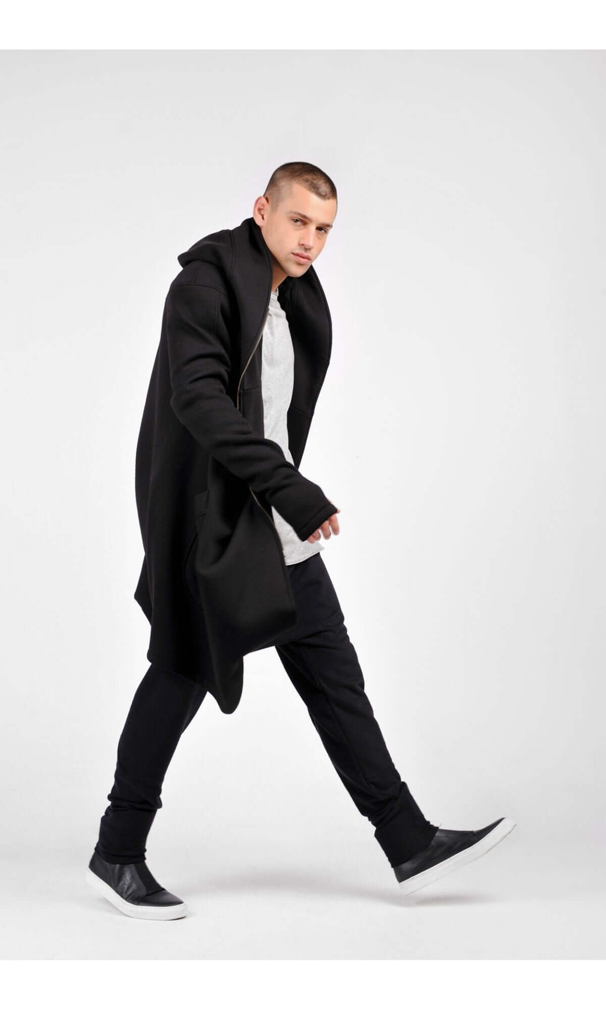 Hoodie en molleton de coton à fermeture asymétrique