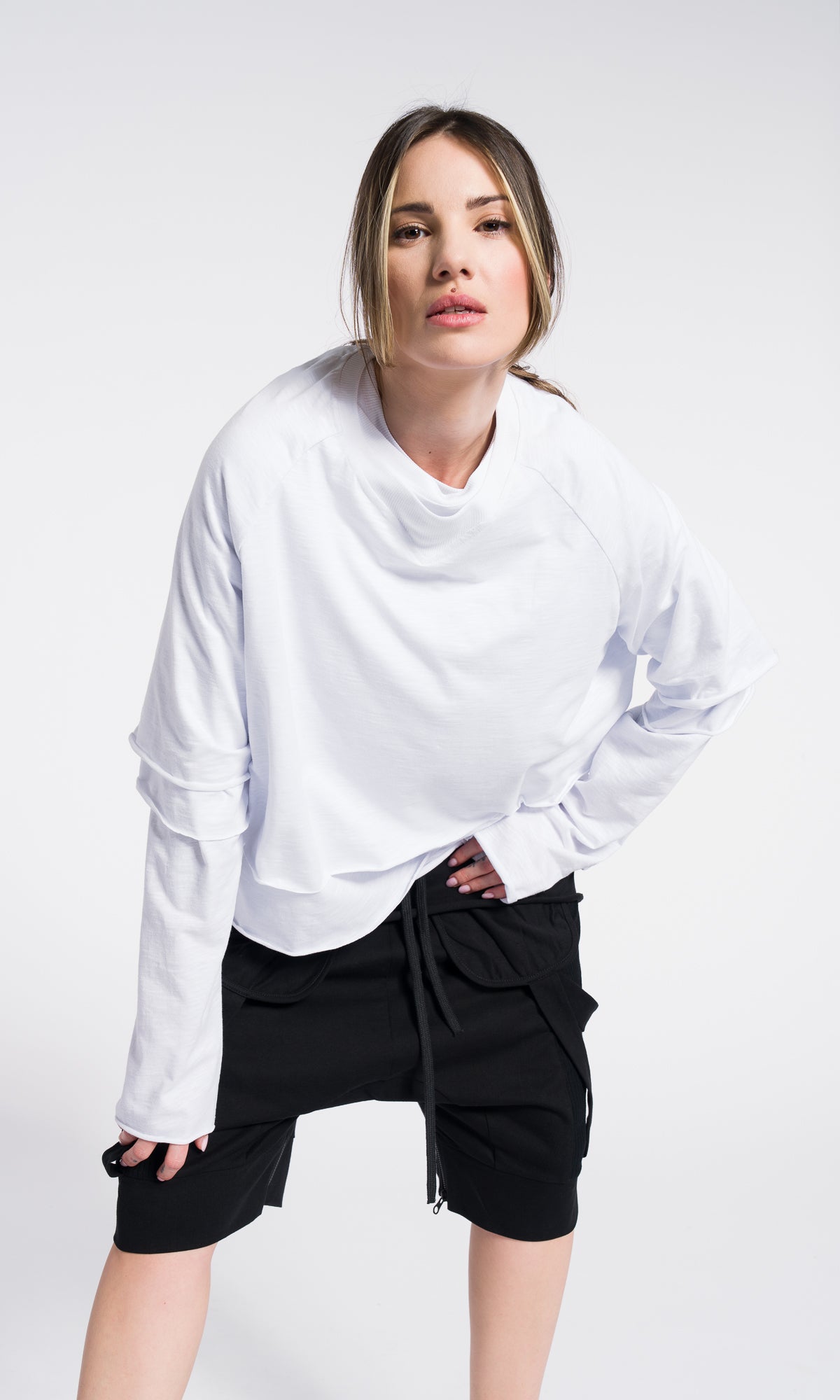 Set of 3 cotton blouses , cropped short sleeves , regular short sleeves and long raglan sleeves top