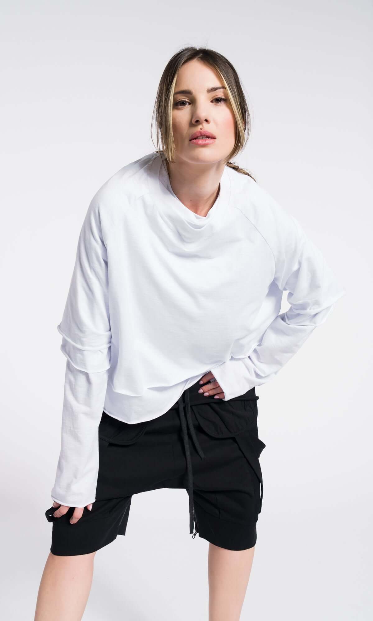 Ensemble de 3 blouses en coton, à manches courtes raccourcies, manches courtes classiques et manches raglan longues