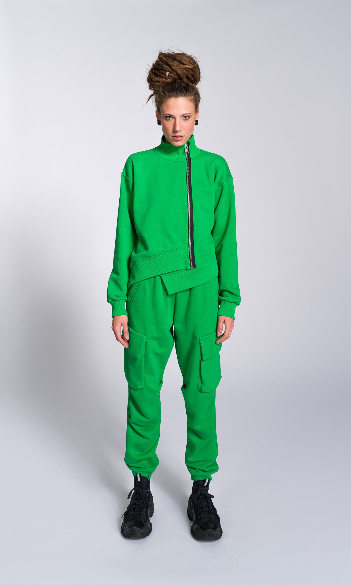 Cuffed Joggers with Gathered Seams - AAKASHA