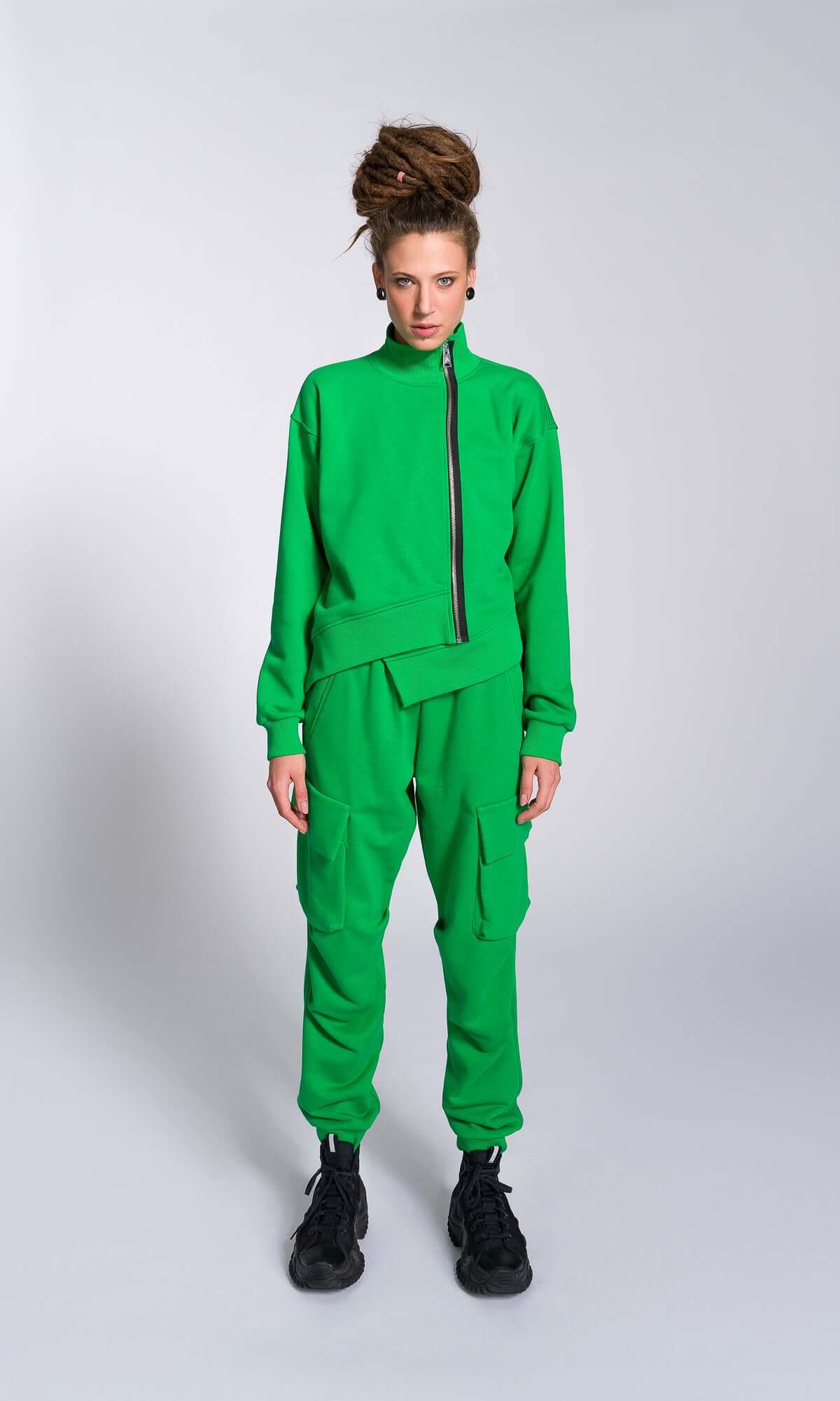 Cuffed Joggers with Gathered Seams - AAKASHA