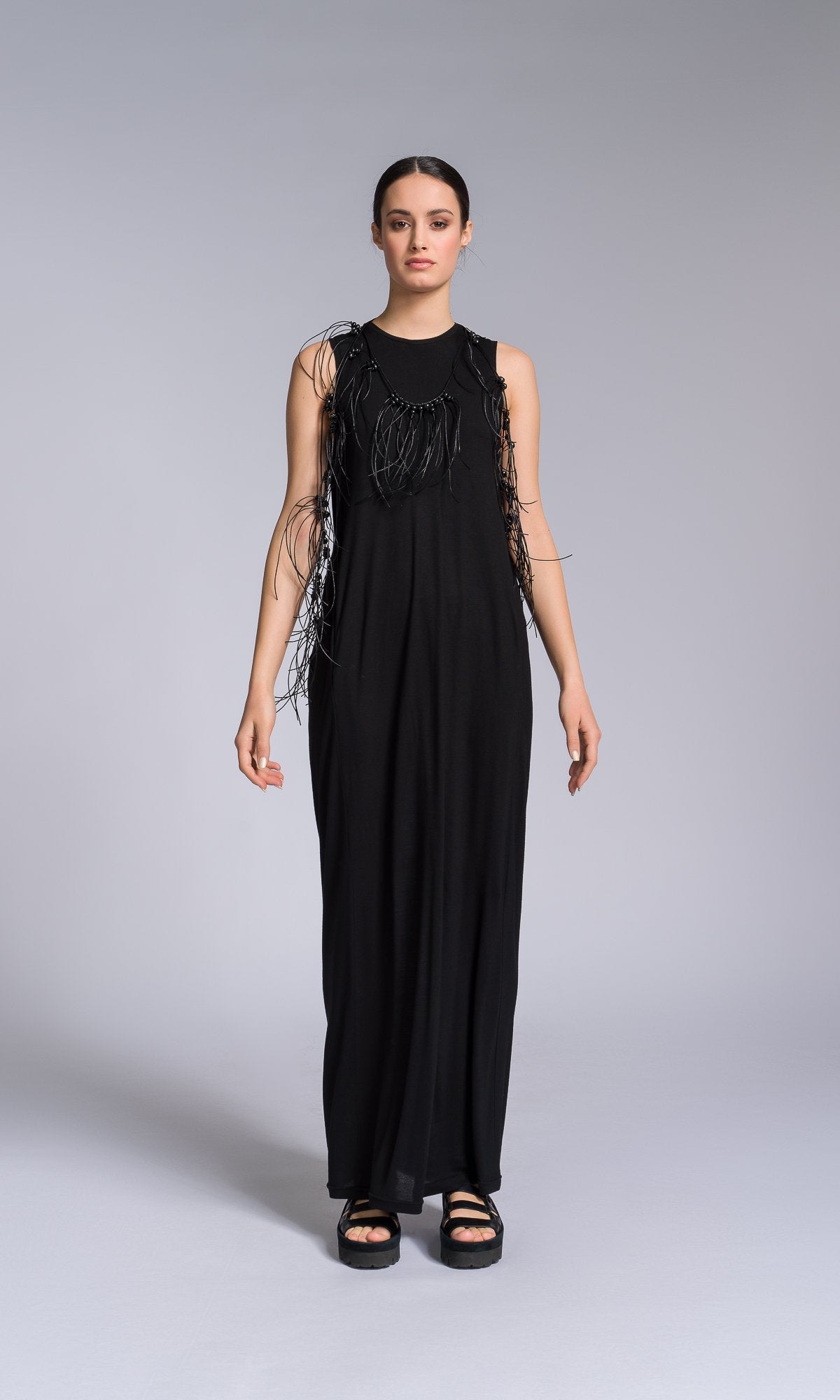 Black Leather Macrame Necklace - AAKASHA