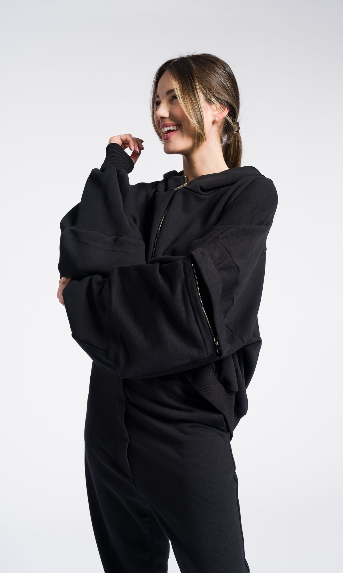 Long Zipper Fleece Hooded Sweatshirt / Maxi Hoodie with Thumb holes / Lined Extra Long Alternative Hoodie