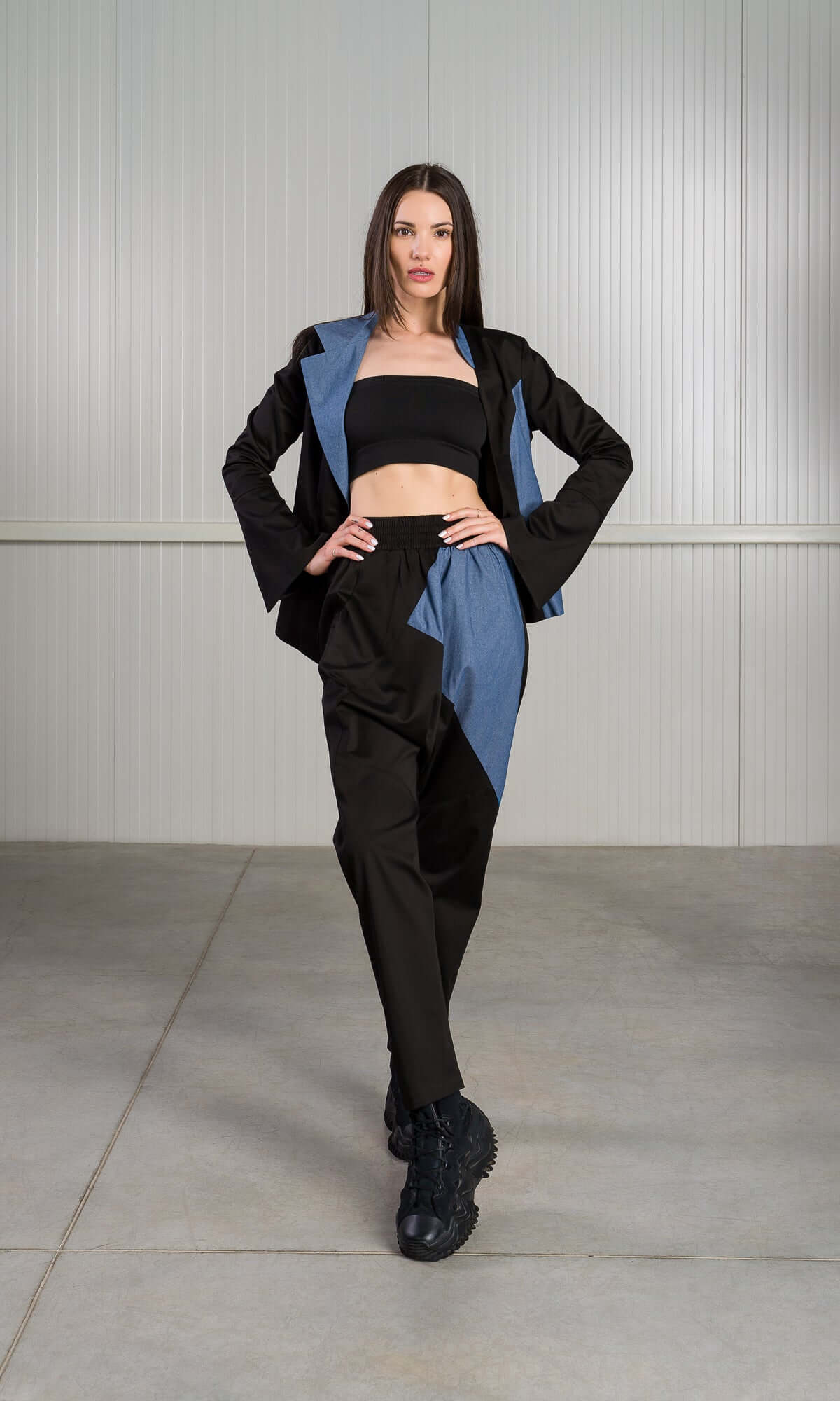 Short Asymmetric Blazer with Flared Sleeves - AAKASHA