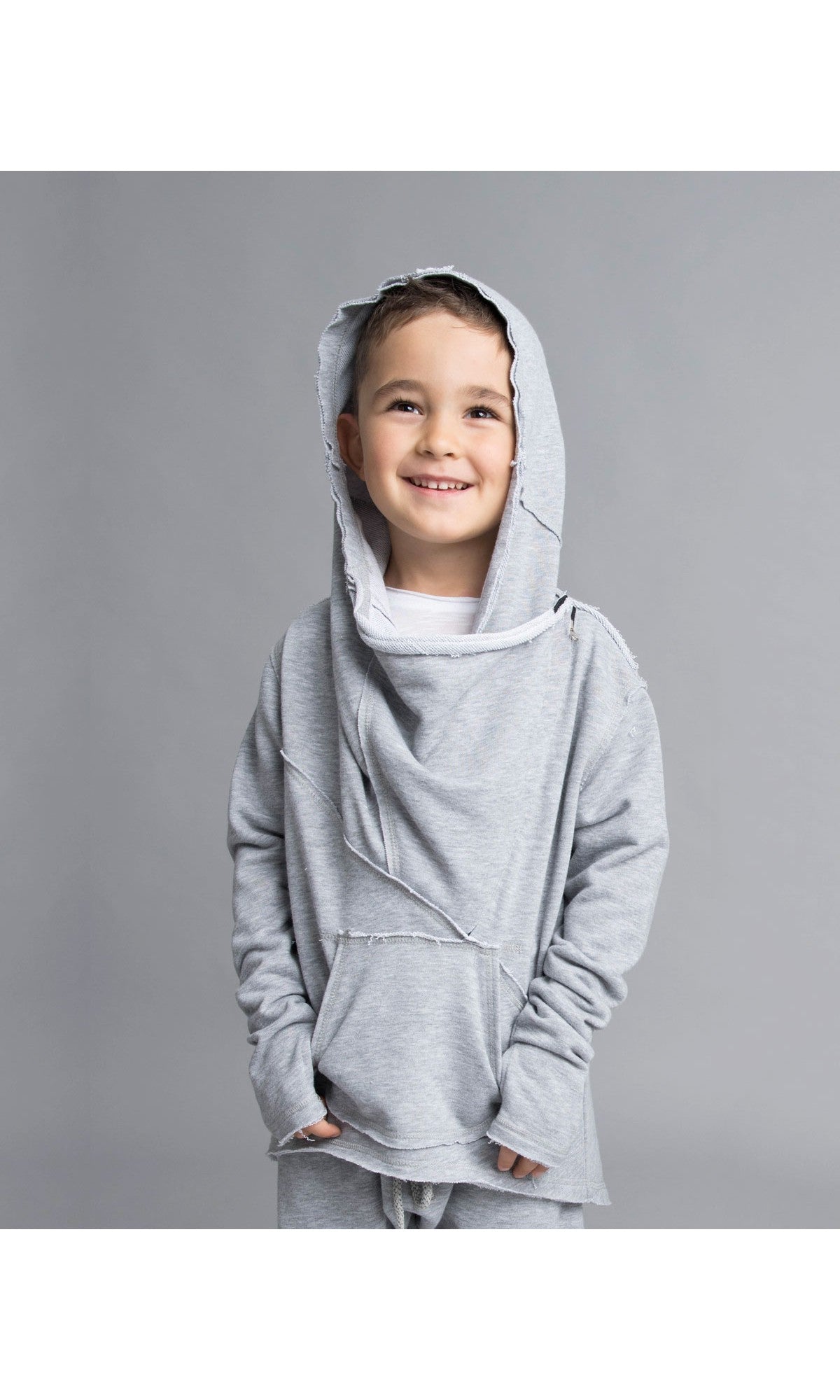 Asymmetric Front Pocket Cotton Hoodie - AAKASHA