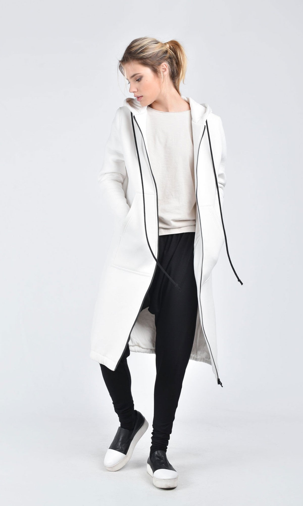 Long Zipper Hoodie Coat - AAKASHA