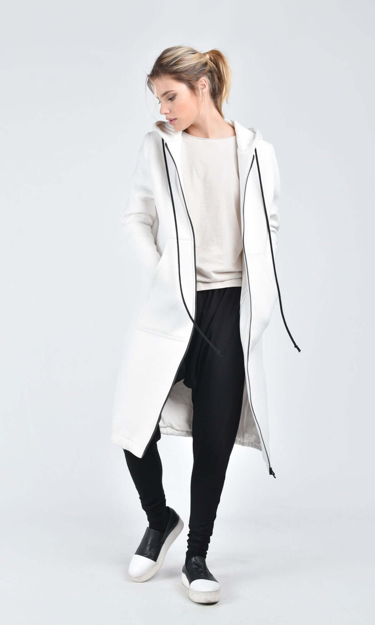 Long Zipper Hoodie Coat - AAKASHA