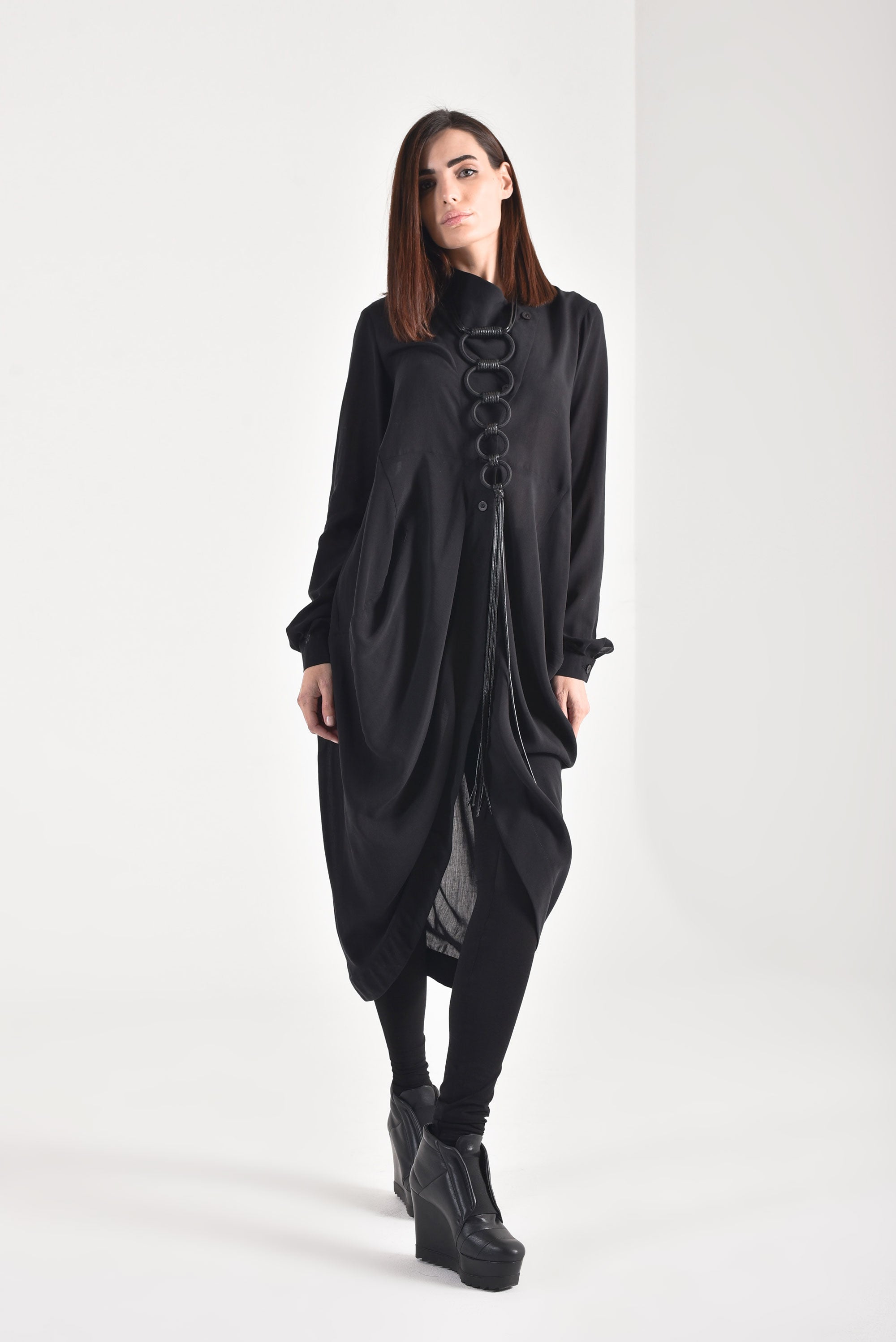 Draped Front Long Shirt - AAKASHA