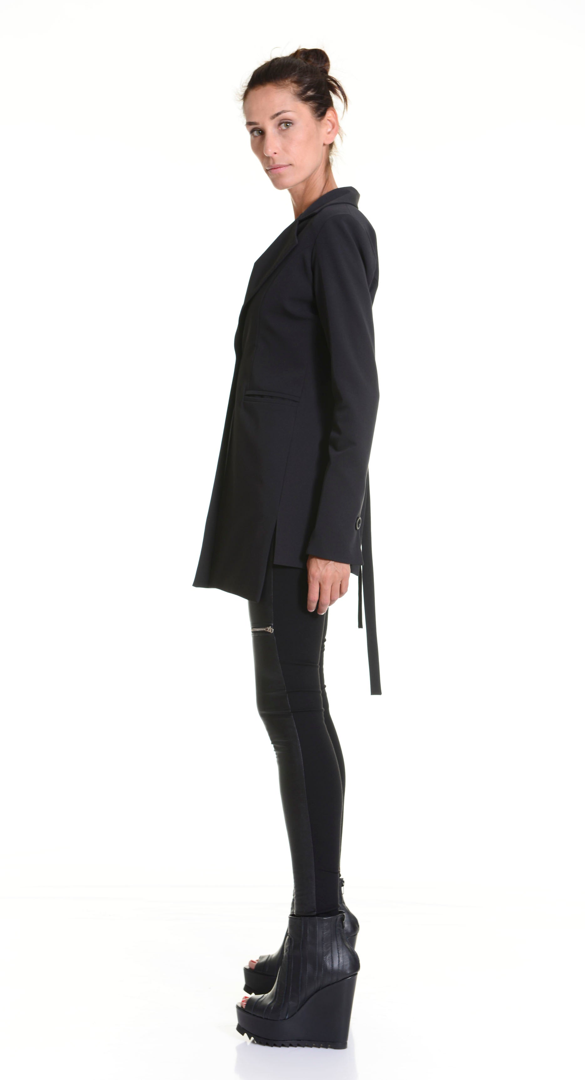 Extravagant Open Back Buttoned Blazer