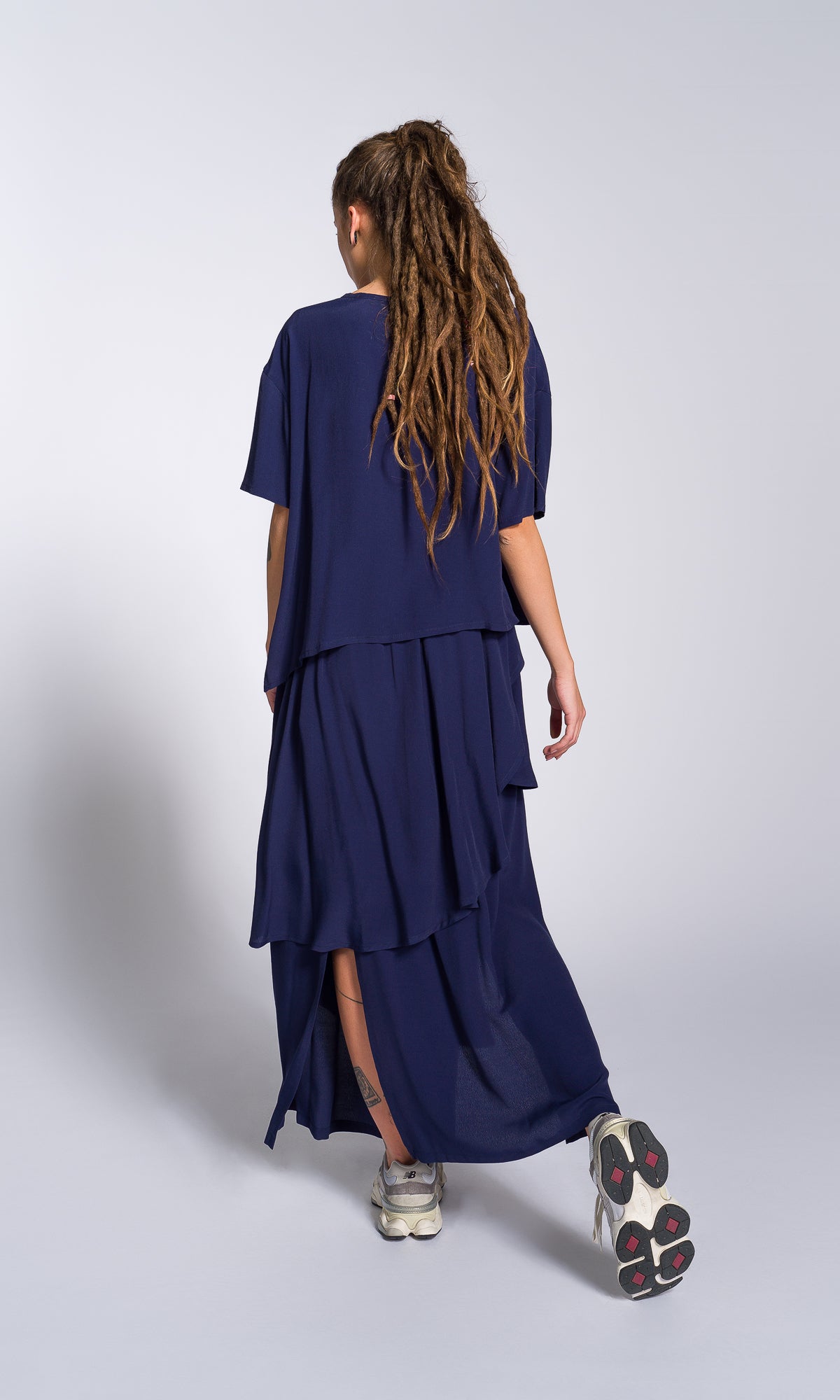 Loose T-Shirt with Asymmetric Hem - AAKASHA