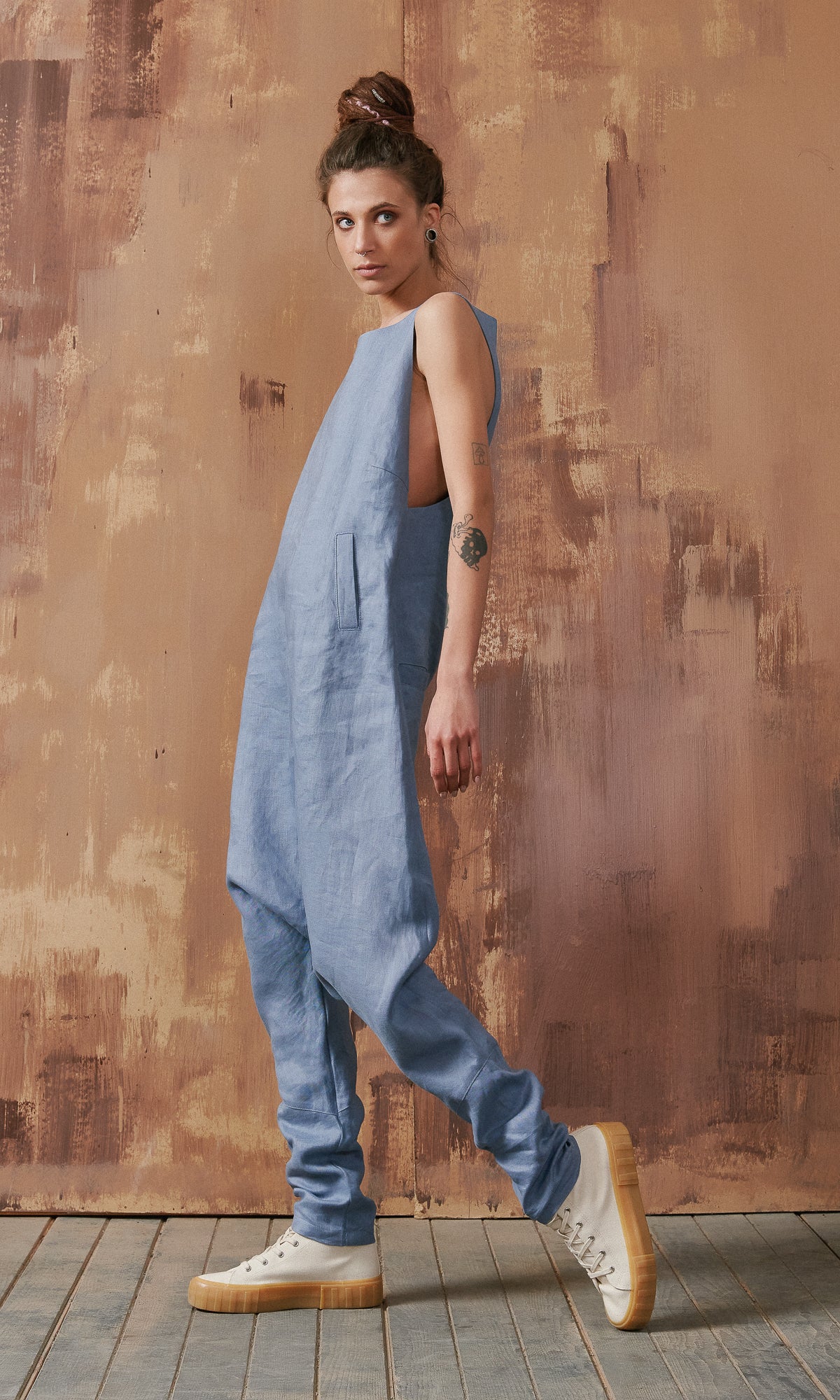 Linen Drop Crotch Jumpsuit - AAKASHA