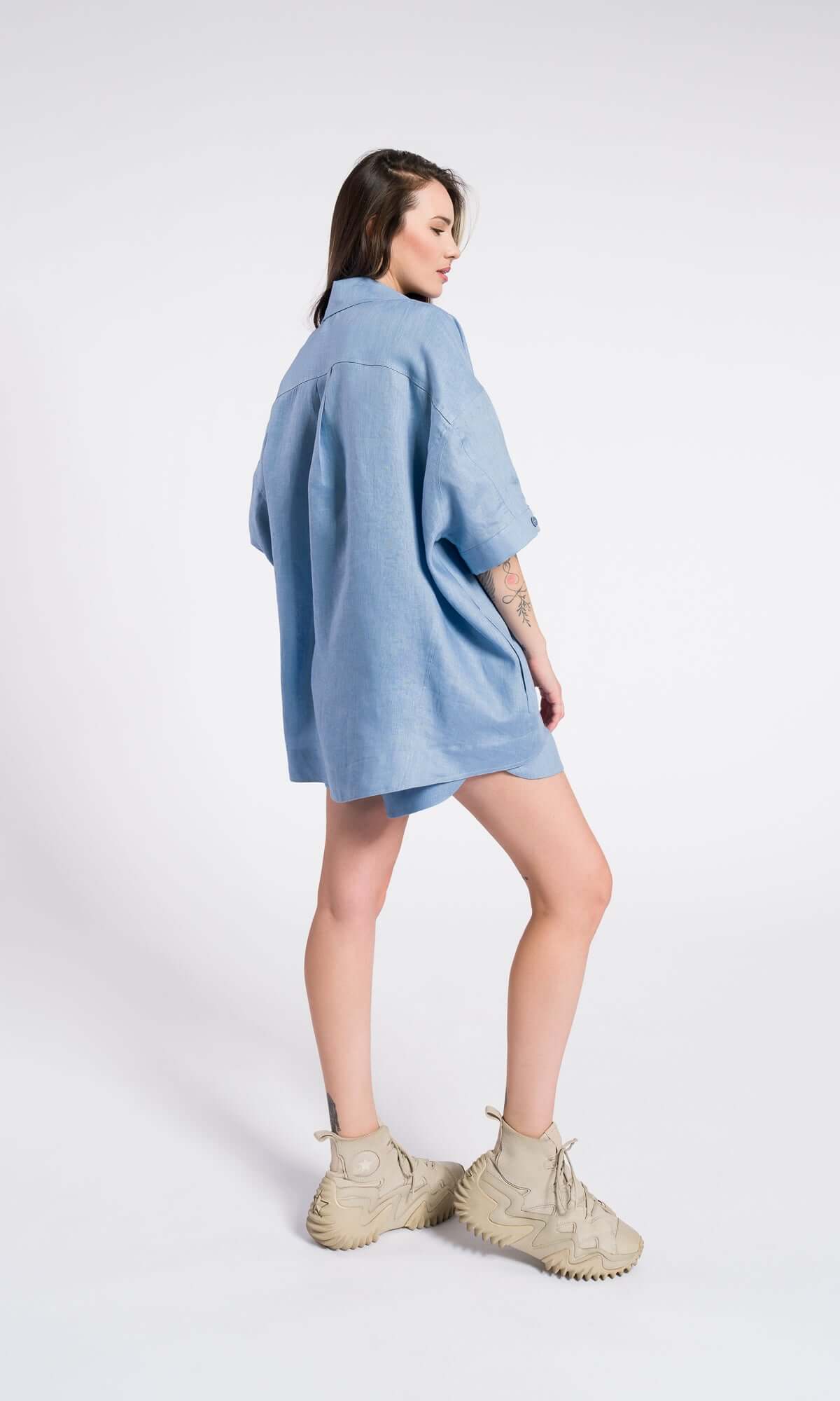 Chemise utilitaire en lin à la coupe décontractée