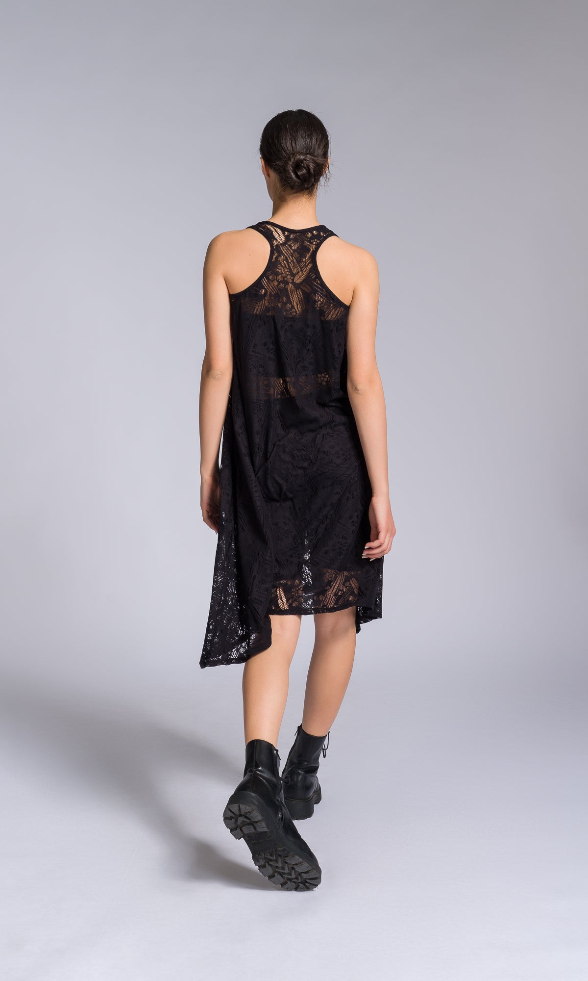 Mixed Fabric Modular Draped Dress - AAKASHA
