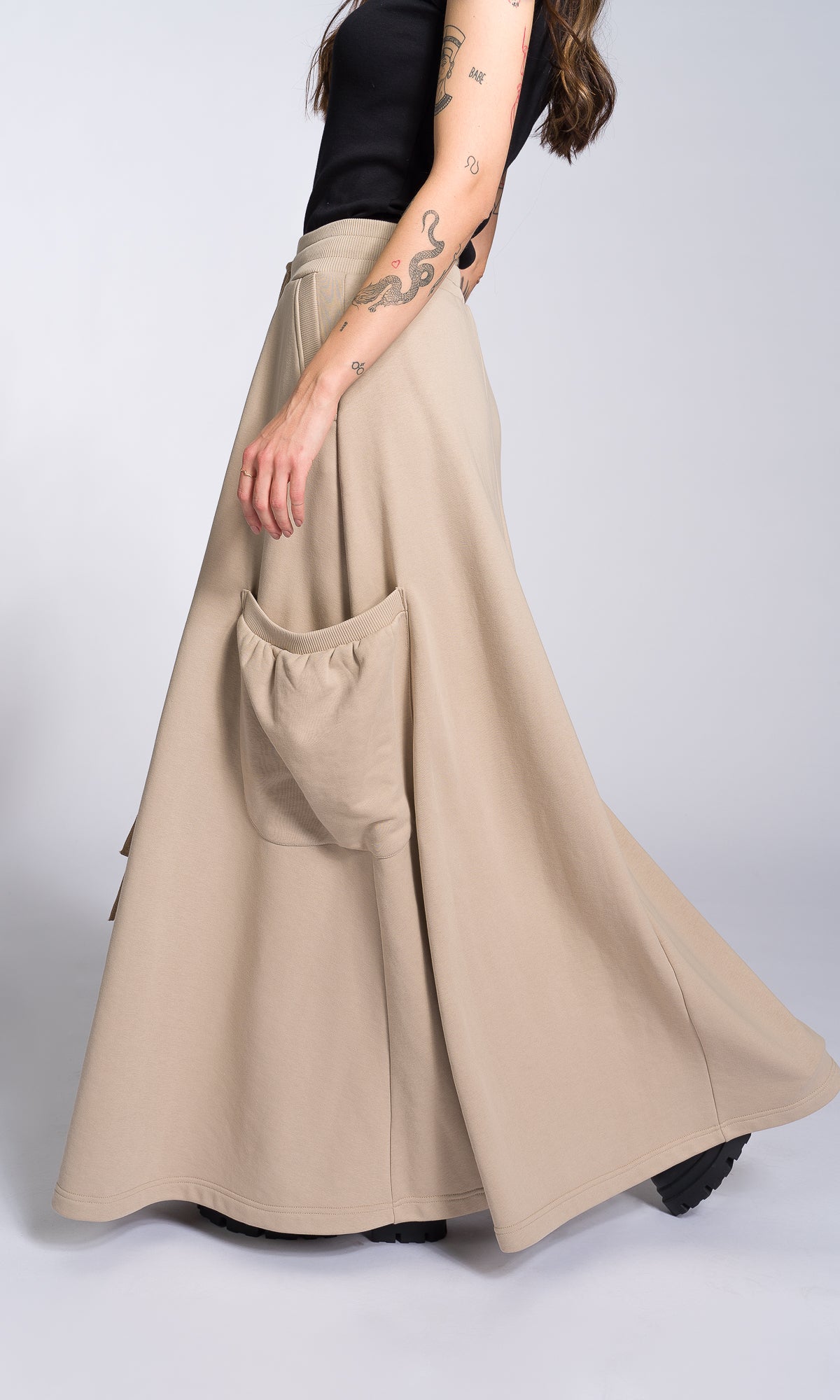 Maxi Cotton Skirt with Large Pockets - AAKASHA