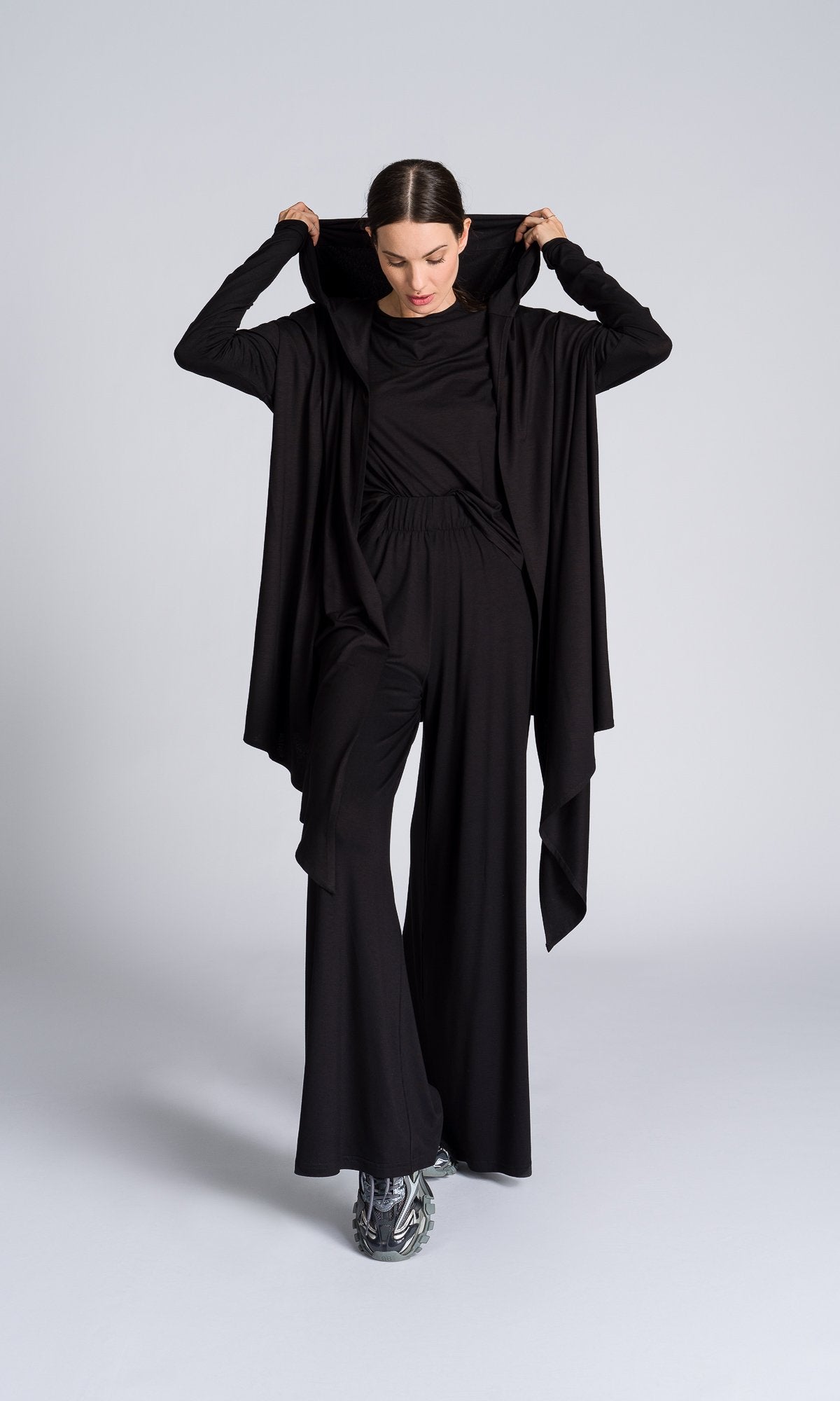 Hooded Jersey Midi Cardigan - AAKASHA