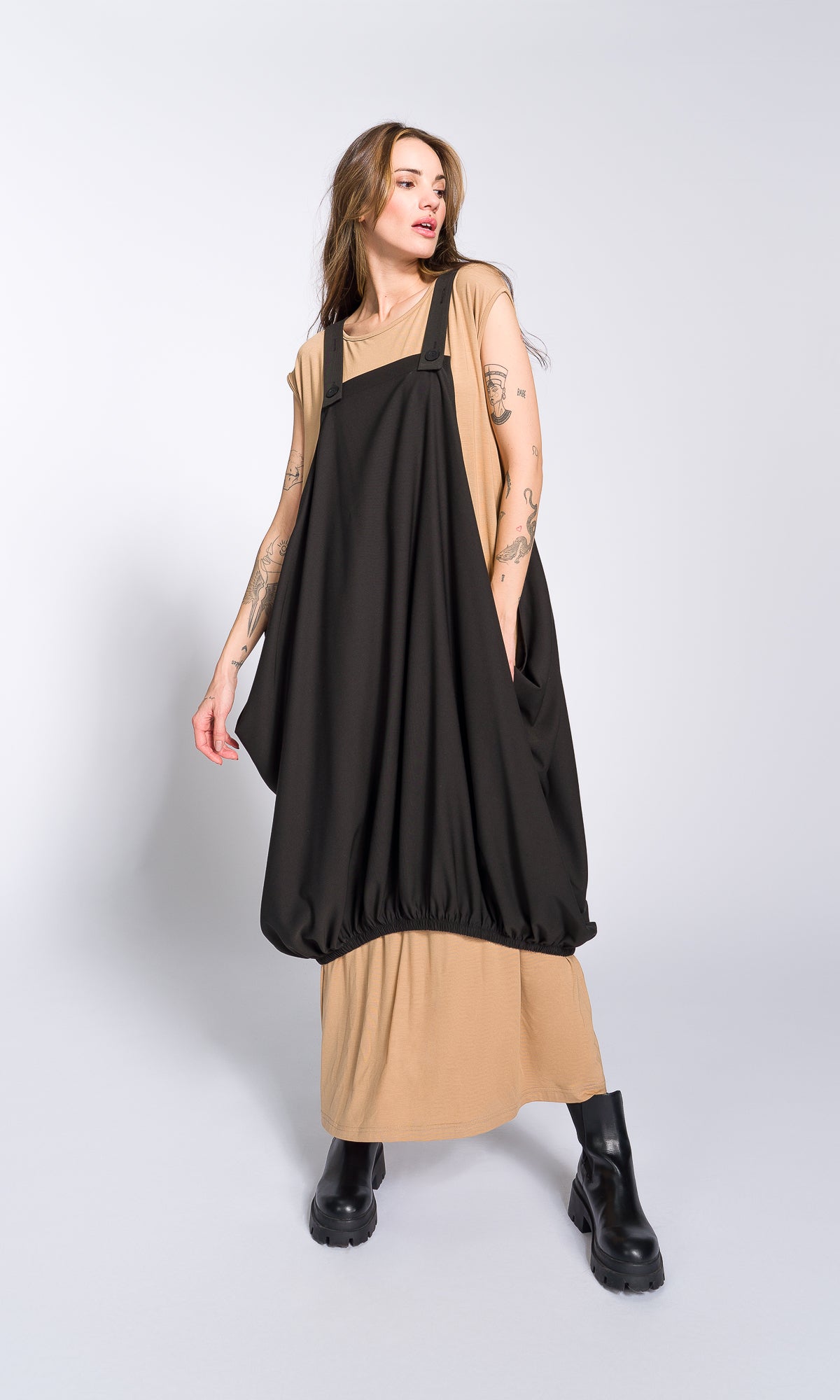 Balloon Apron Tunic Dress - AAKASHA