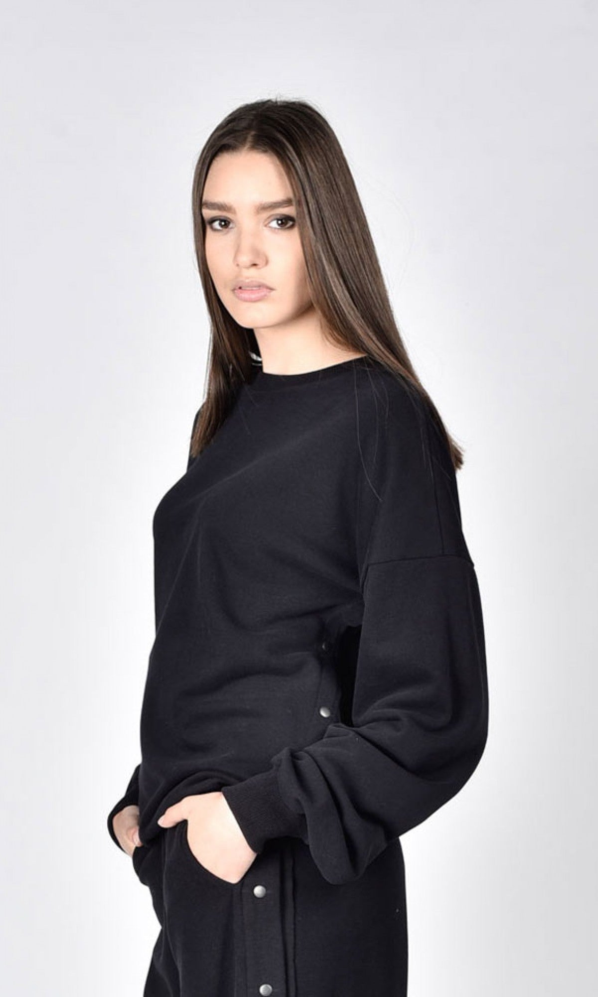 Chemisier grande taille en coton boutonné , haut ample oversize en French Terry