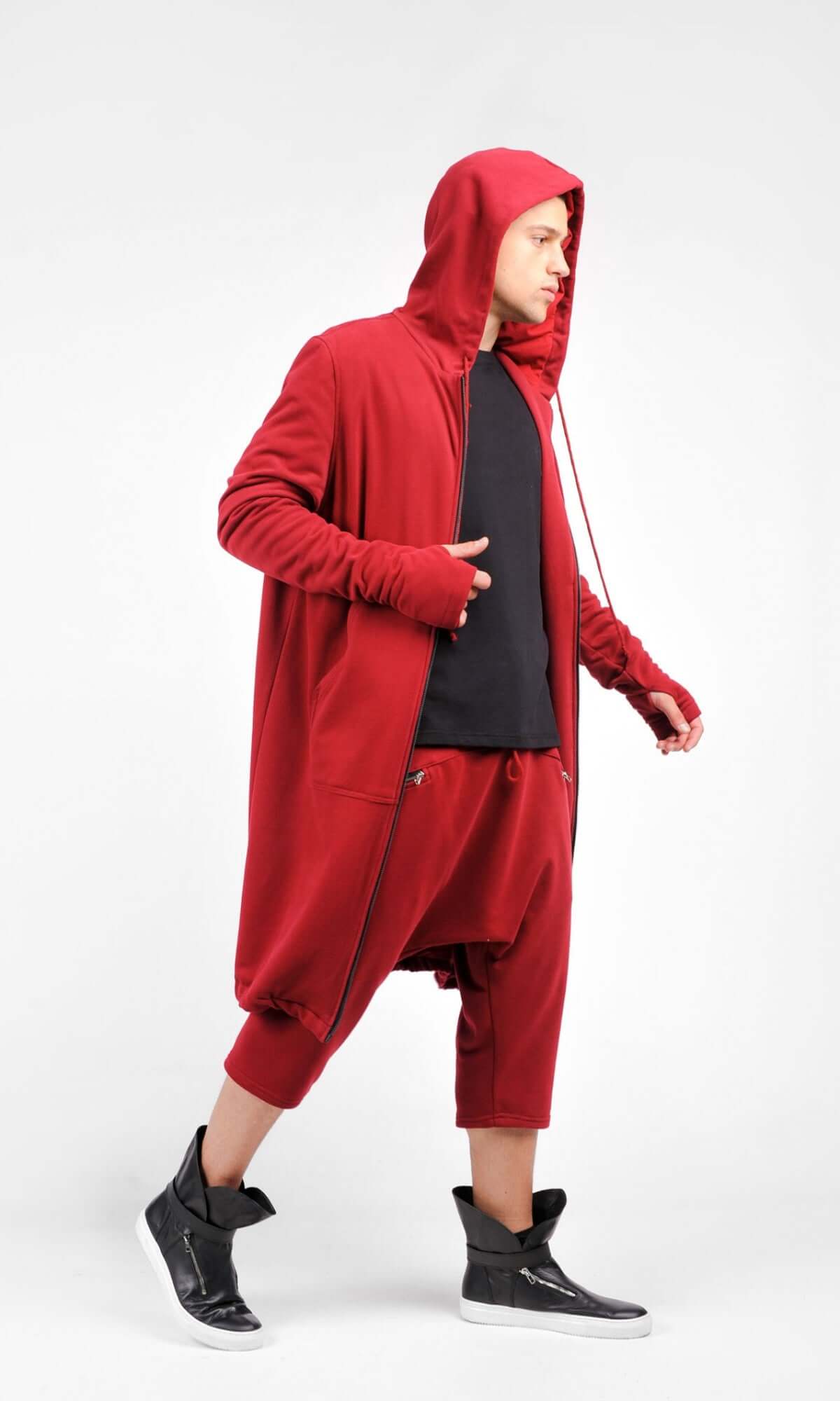 Sweat long zippé à capuche