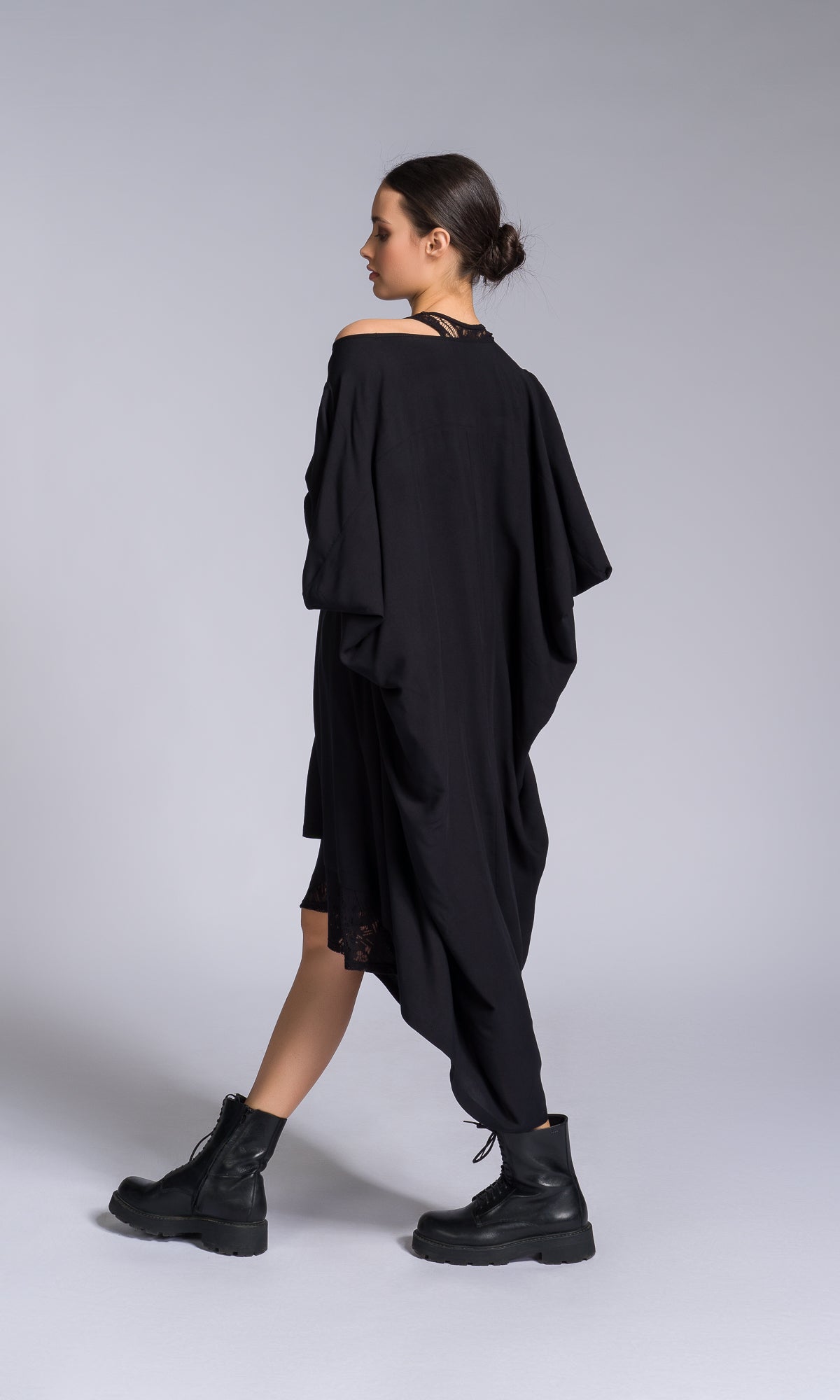 Mixed Fabric Modular Draped Dress - AAKASHA