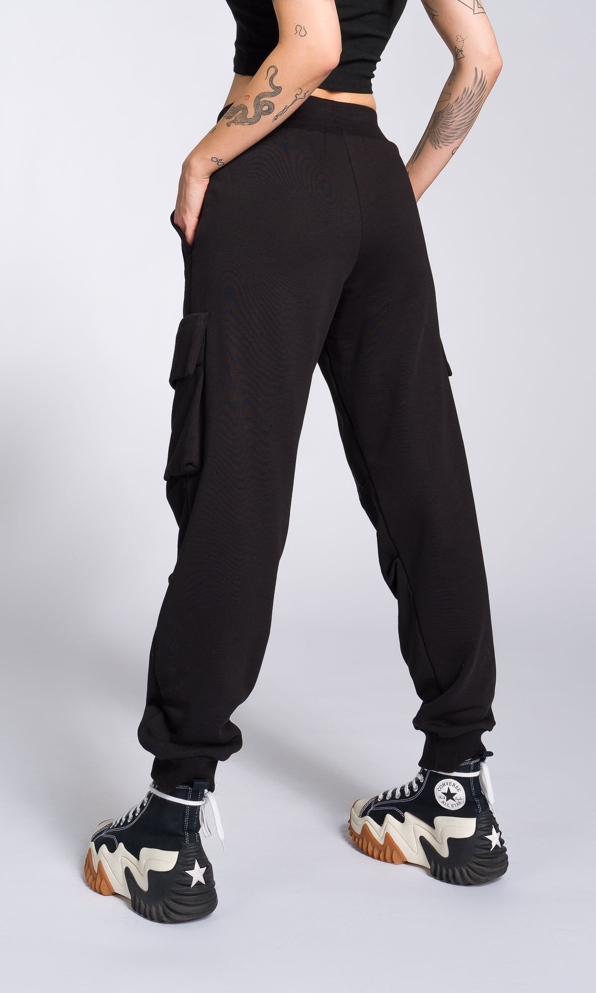 Cuffed Joggers with Gathered Seams - AAKASHA
