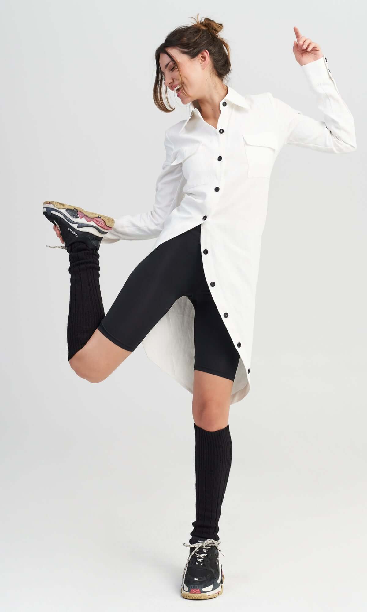 Fitted Shirt with Asymmetric Tail - AAKASHA