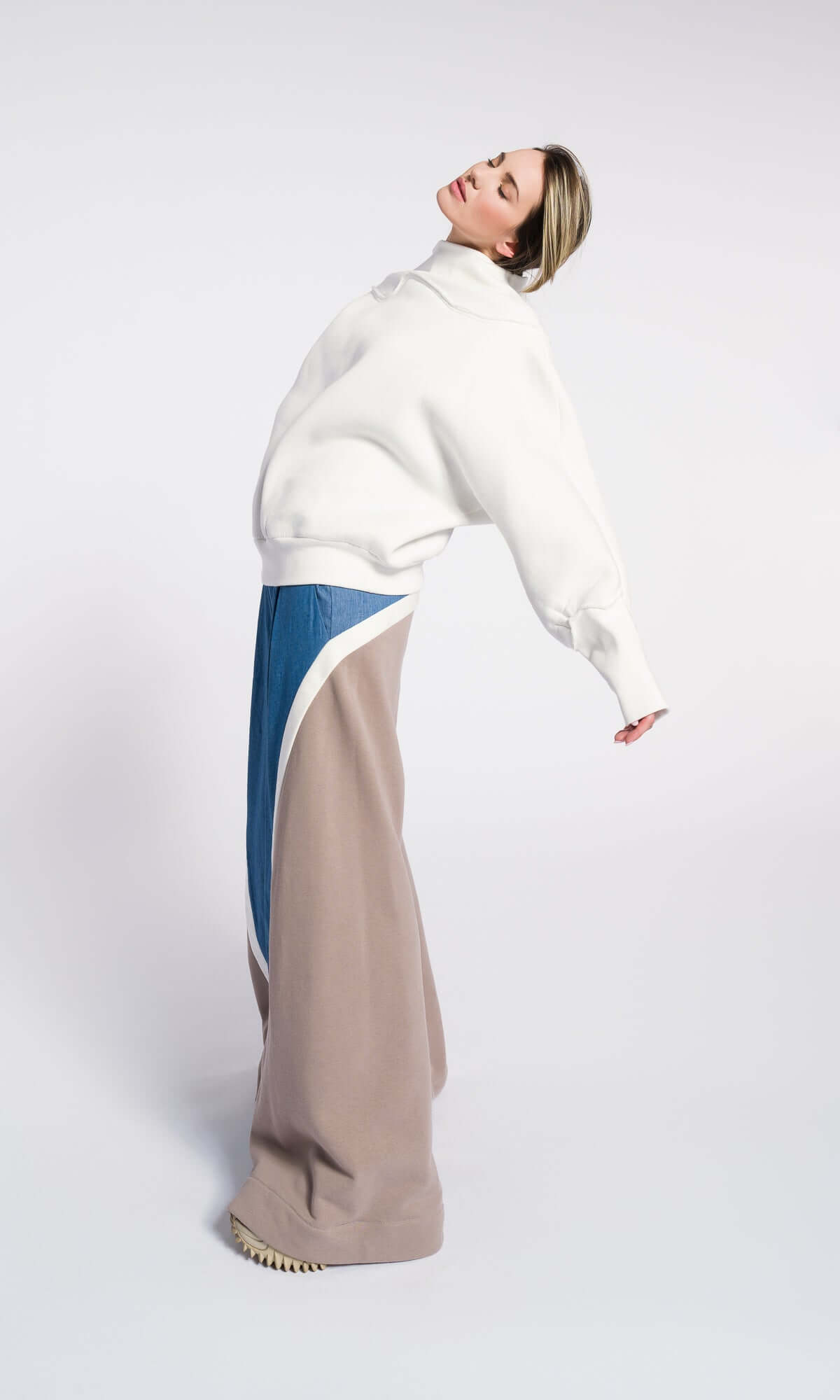 Pantalon ample en coton à jambes larges, coton Denim