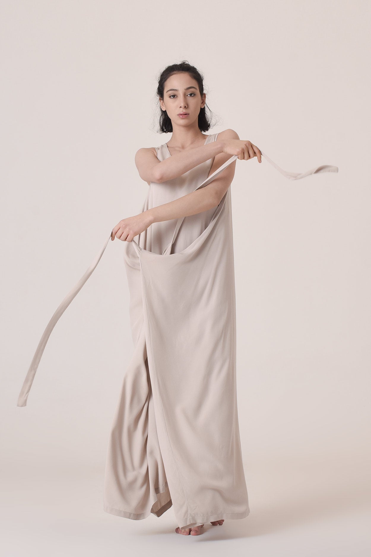 Summer Draped Maxi Dress with Adjustable Belt