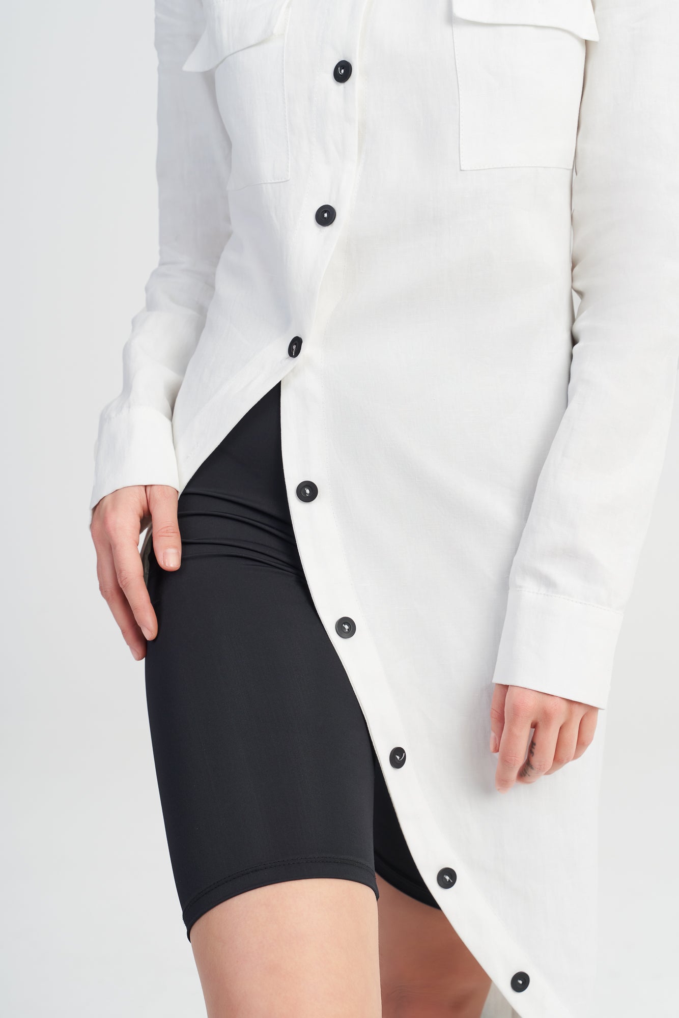 Fitted Shirt with Asymmetric Tail - AAKASHA