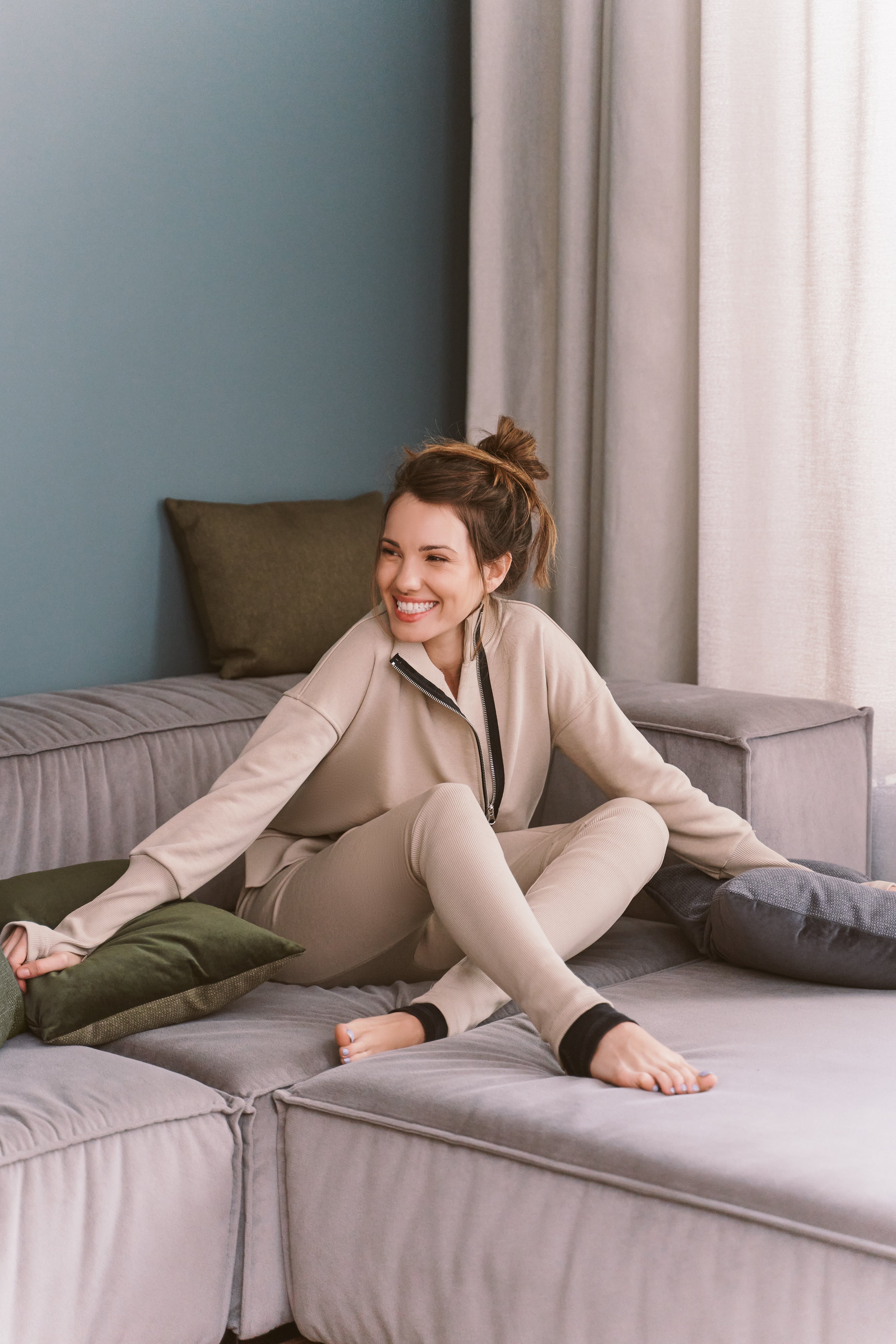 Drop Crotch Pants with Slim Fit Leg