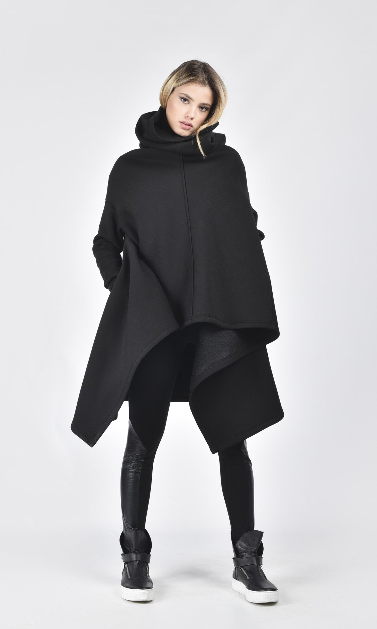 High Collar Poncho Hoodie