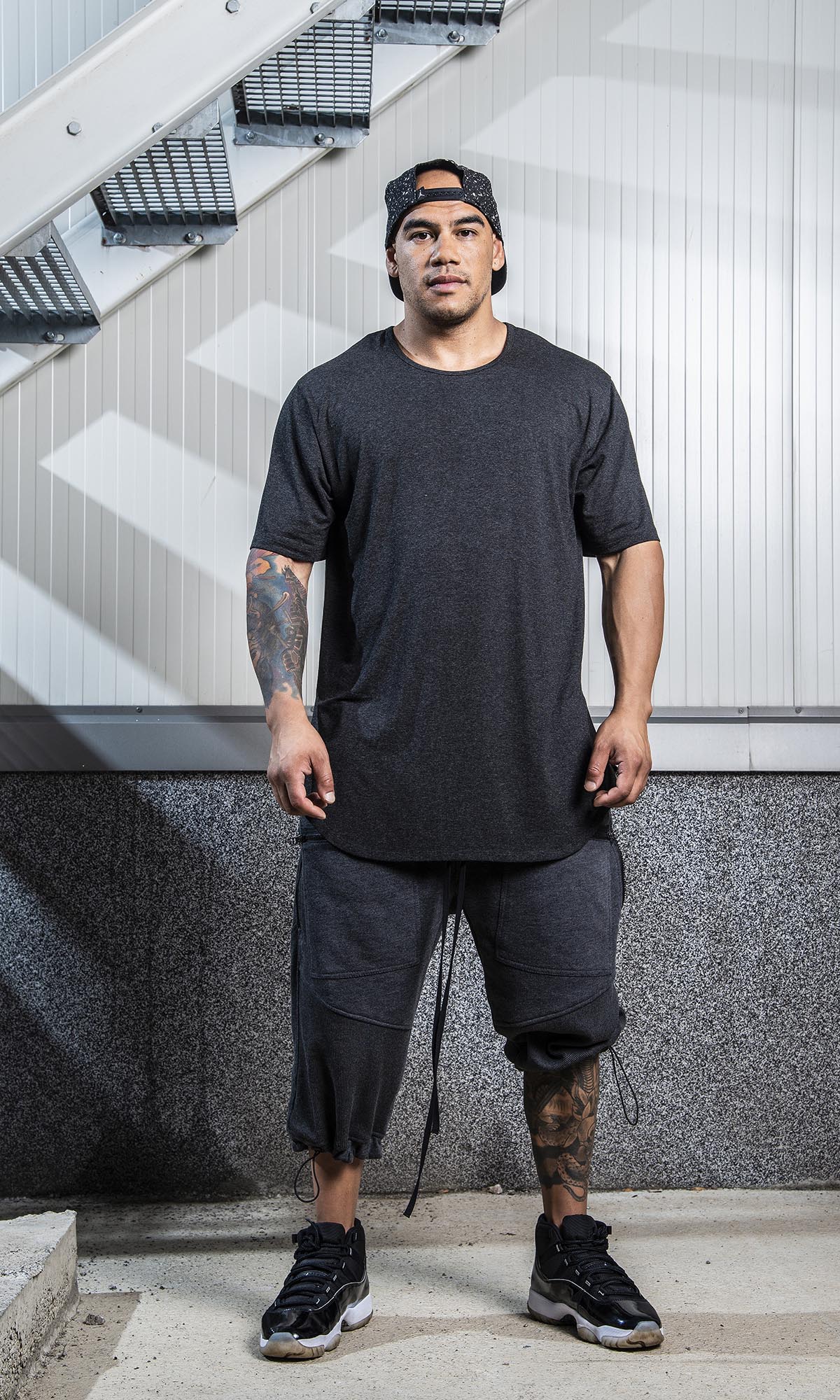 Mid-calf Pants with Rib Knee Pads - AAKASHA