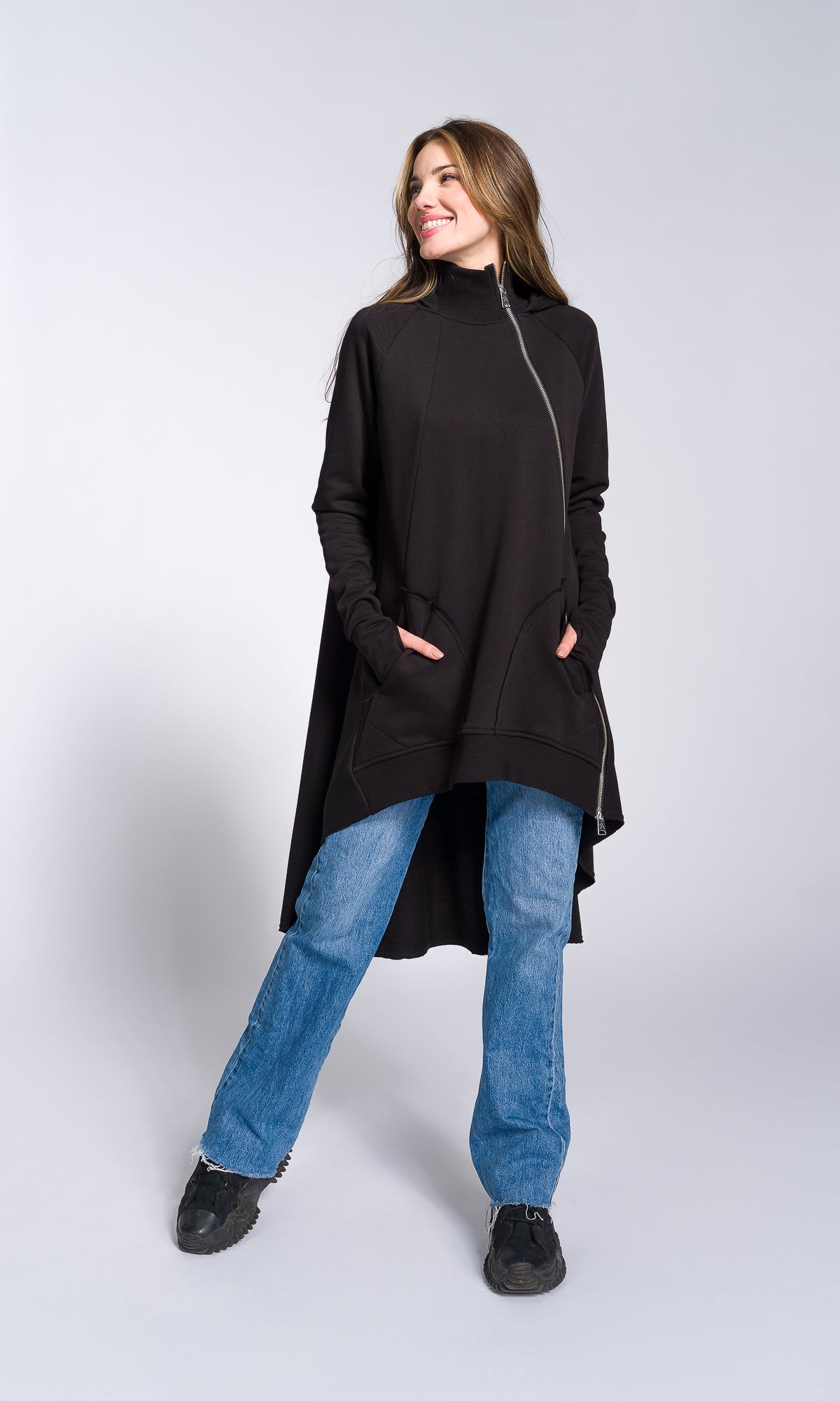 Asymmetric Zipper Hoodie - AAKASHA
