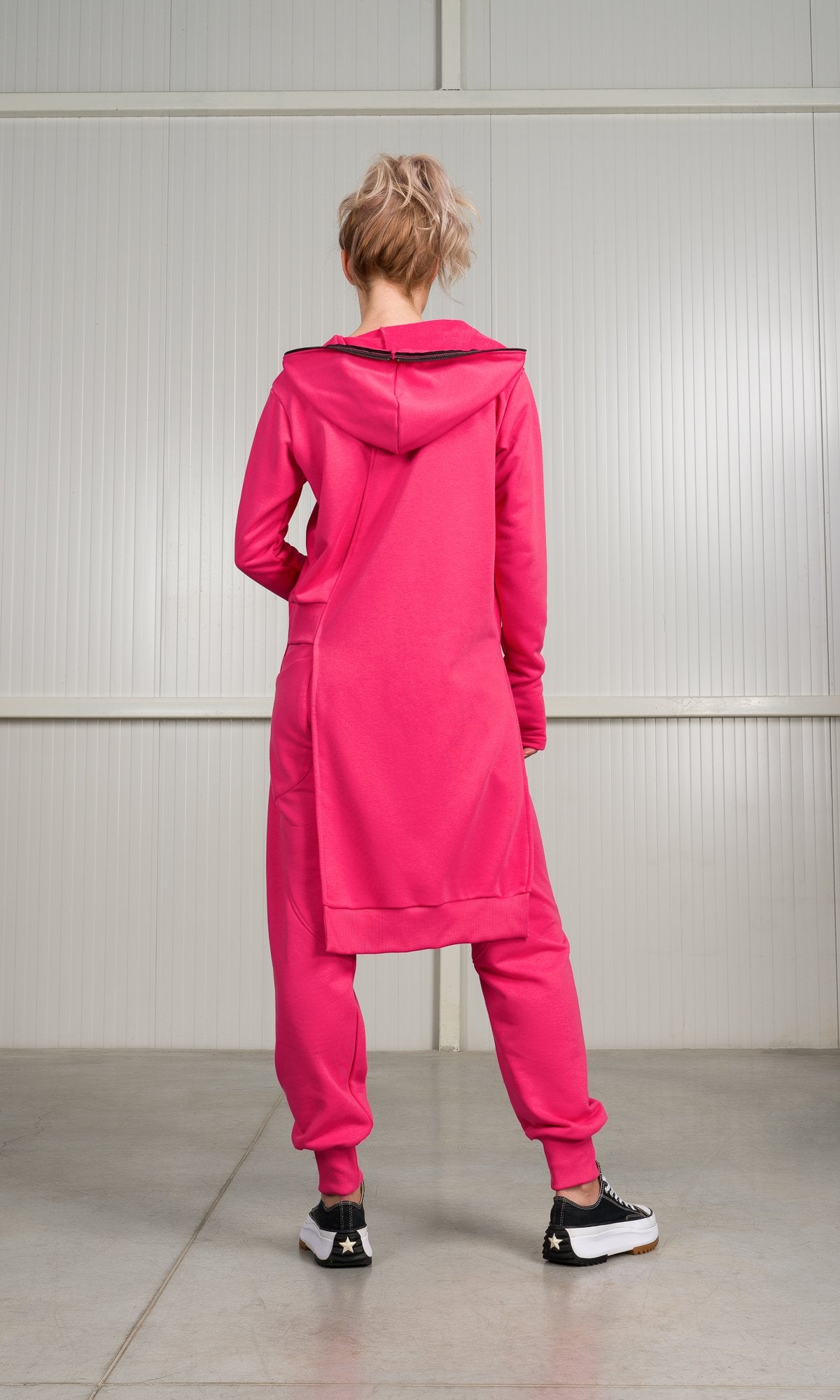 Hooded Sweatshirt with Asymmetric Length