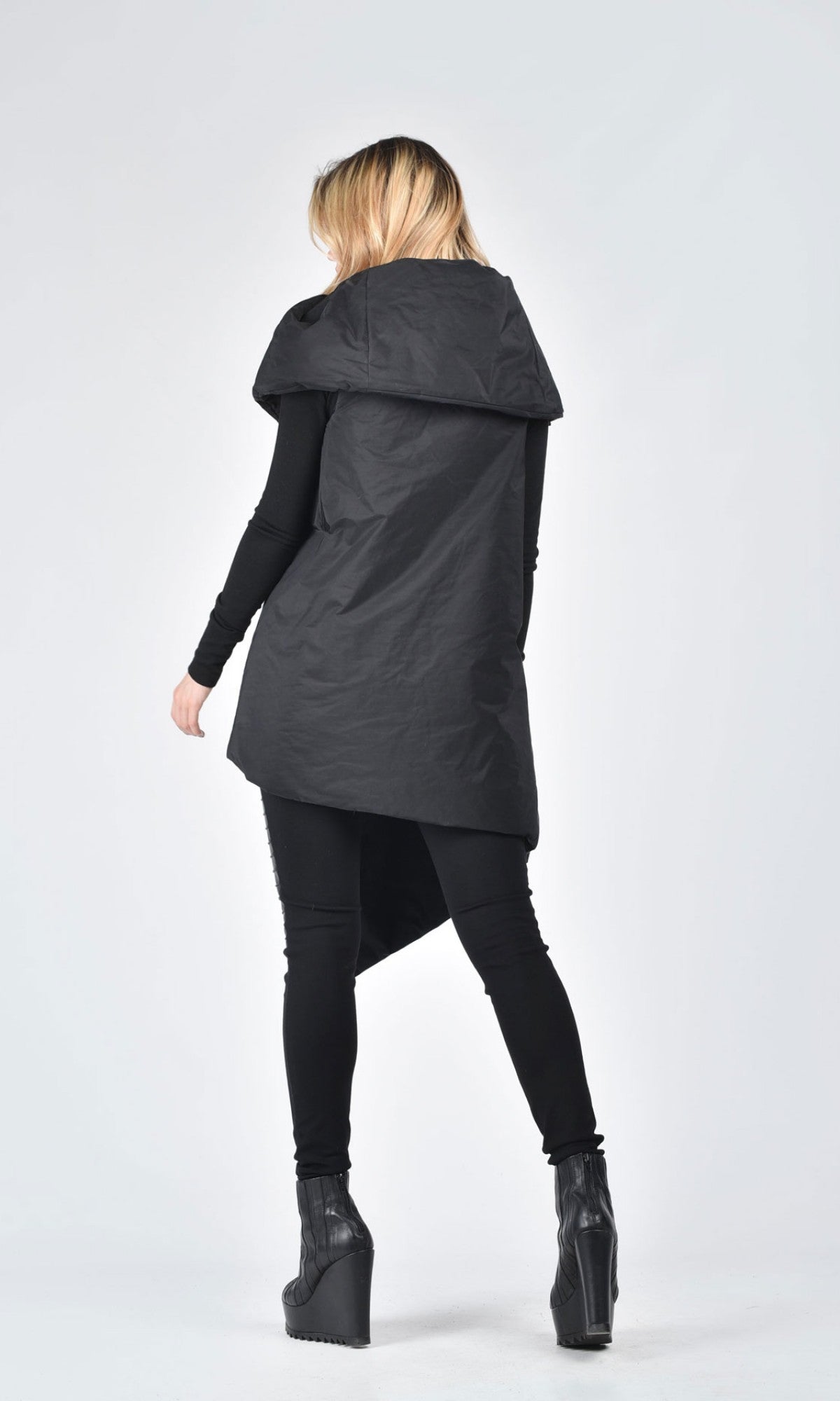 Asymmetric Zippered Quilted Vest - AAKASHA