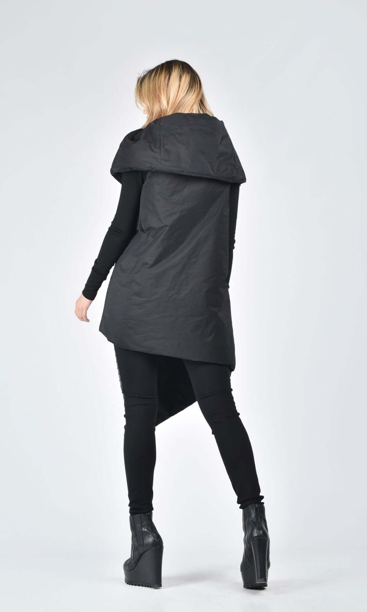 Asymmetric Zippered Quilted Vest - AAKASHA